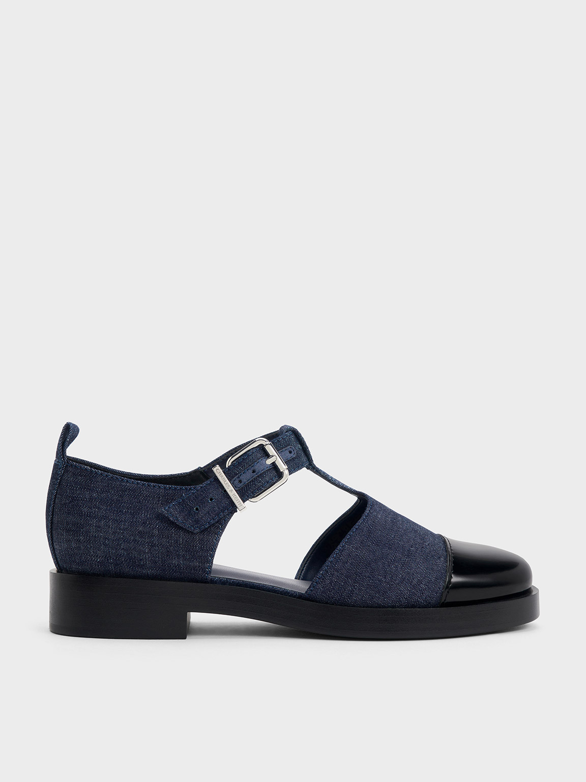 Charles & Keith Charly T-bar Buckled Sandals In Dark Blue