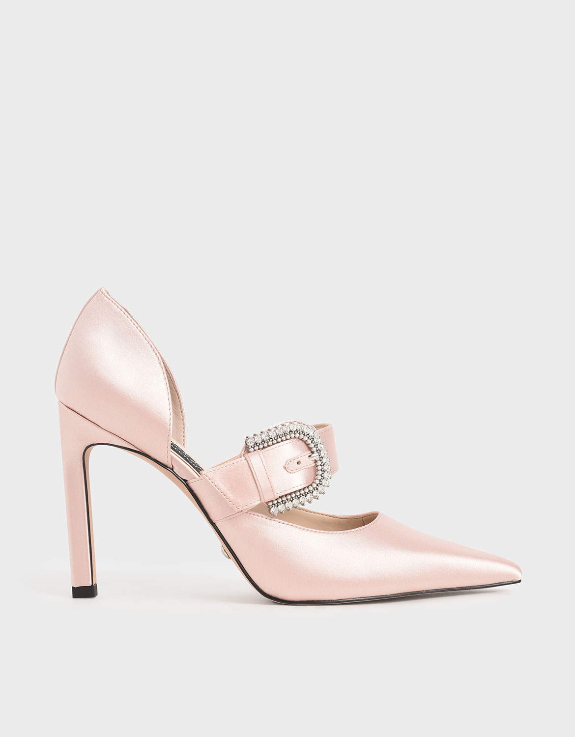 Pink Embellished Twisted Strap Satin Sandals - CHARLES & KEITH IN