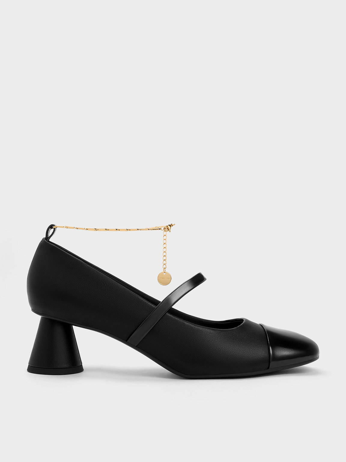 Charles & Keith Delicate Chain-link Mary Jane Pumps In Black