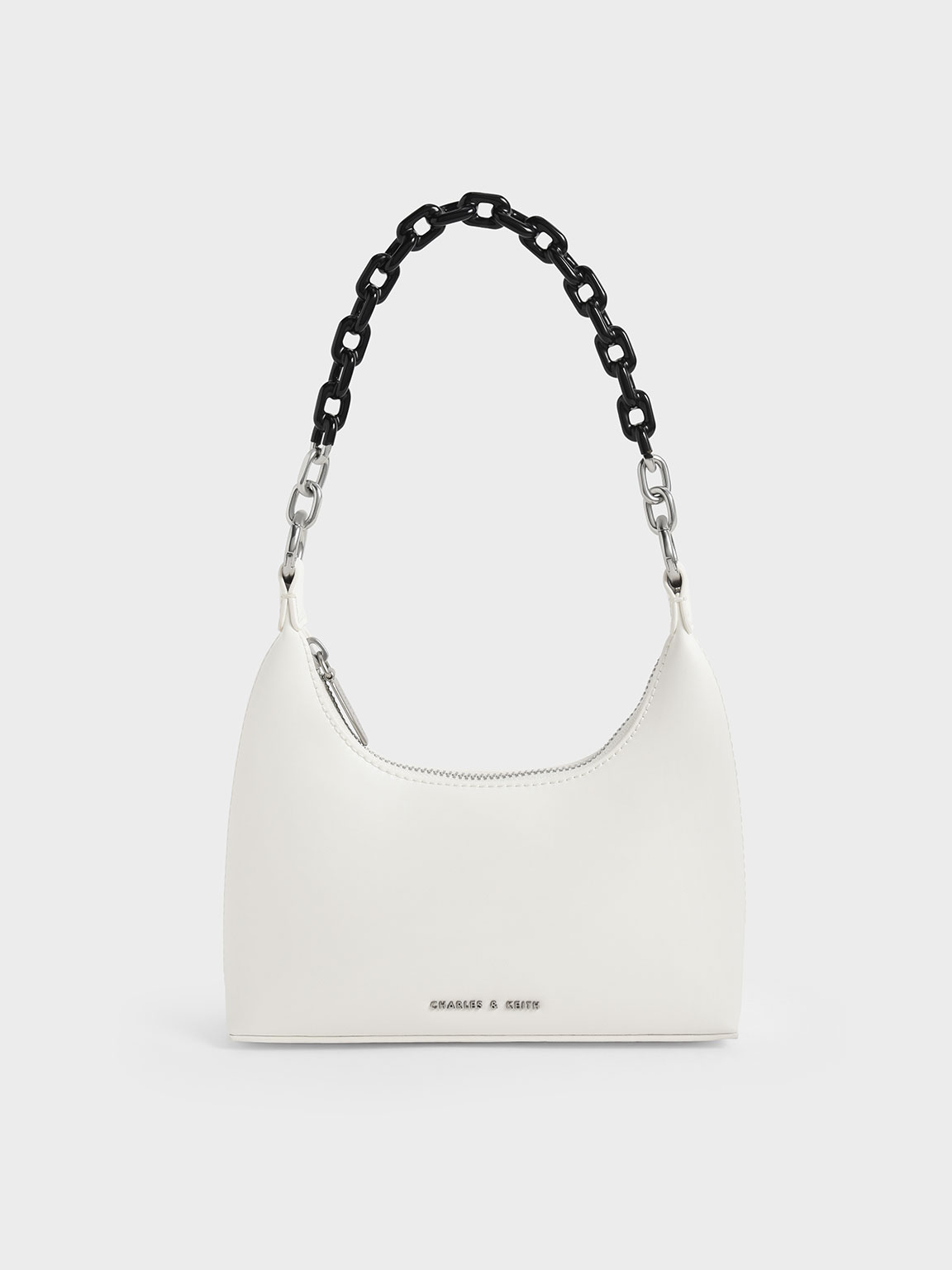 White Chain Handle Shoulder Bag - CHARLES & KEITH ES