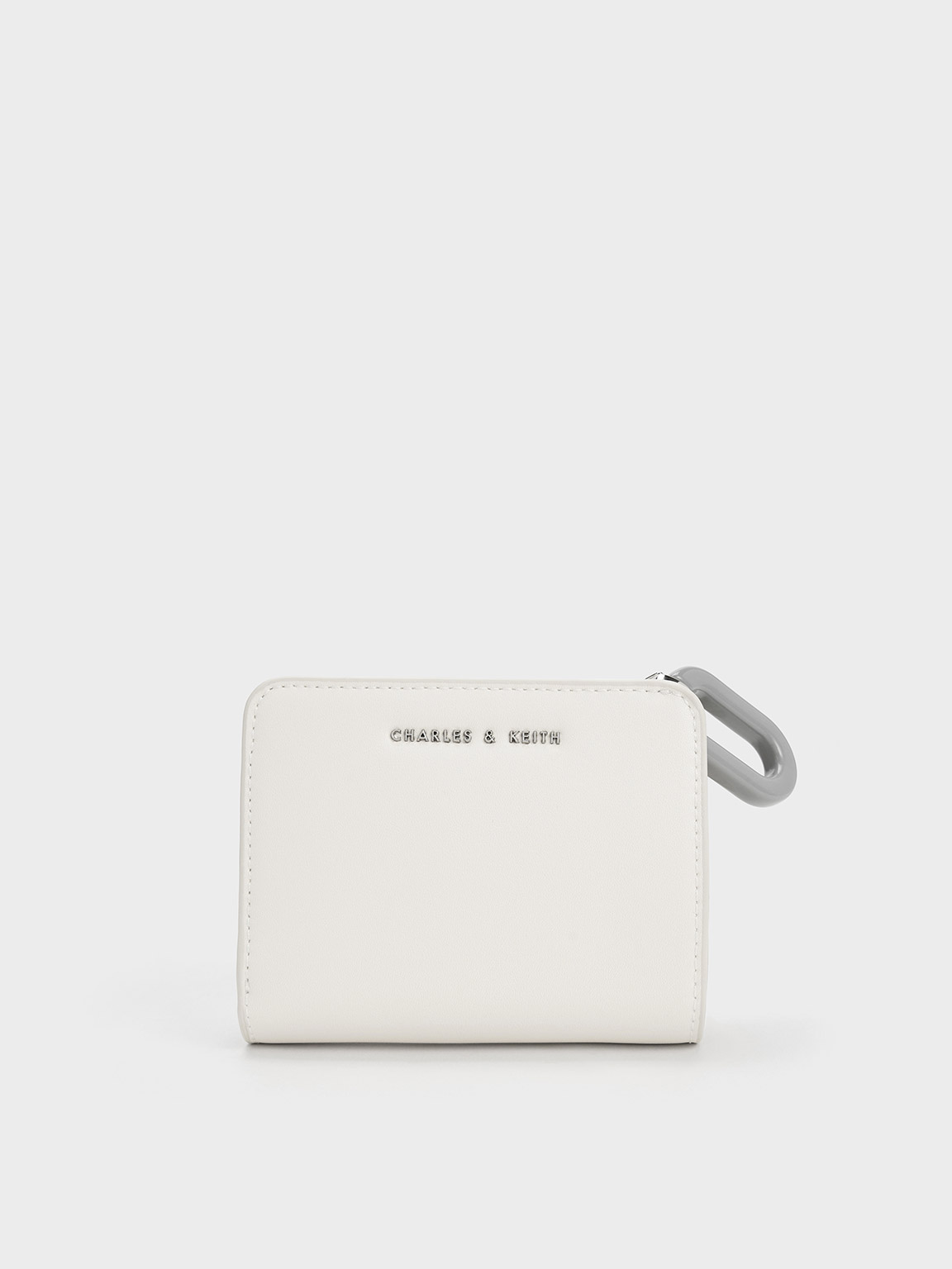 Cream Oval Keychain Zip Wallet - CHARLES & KEITH AW