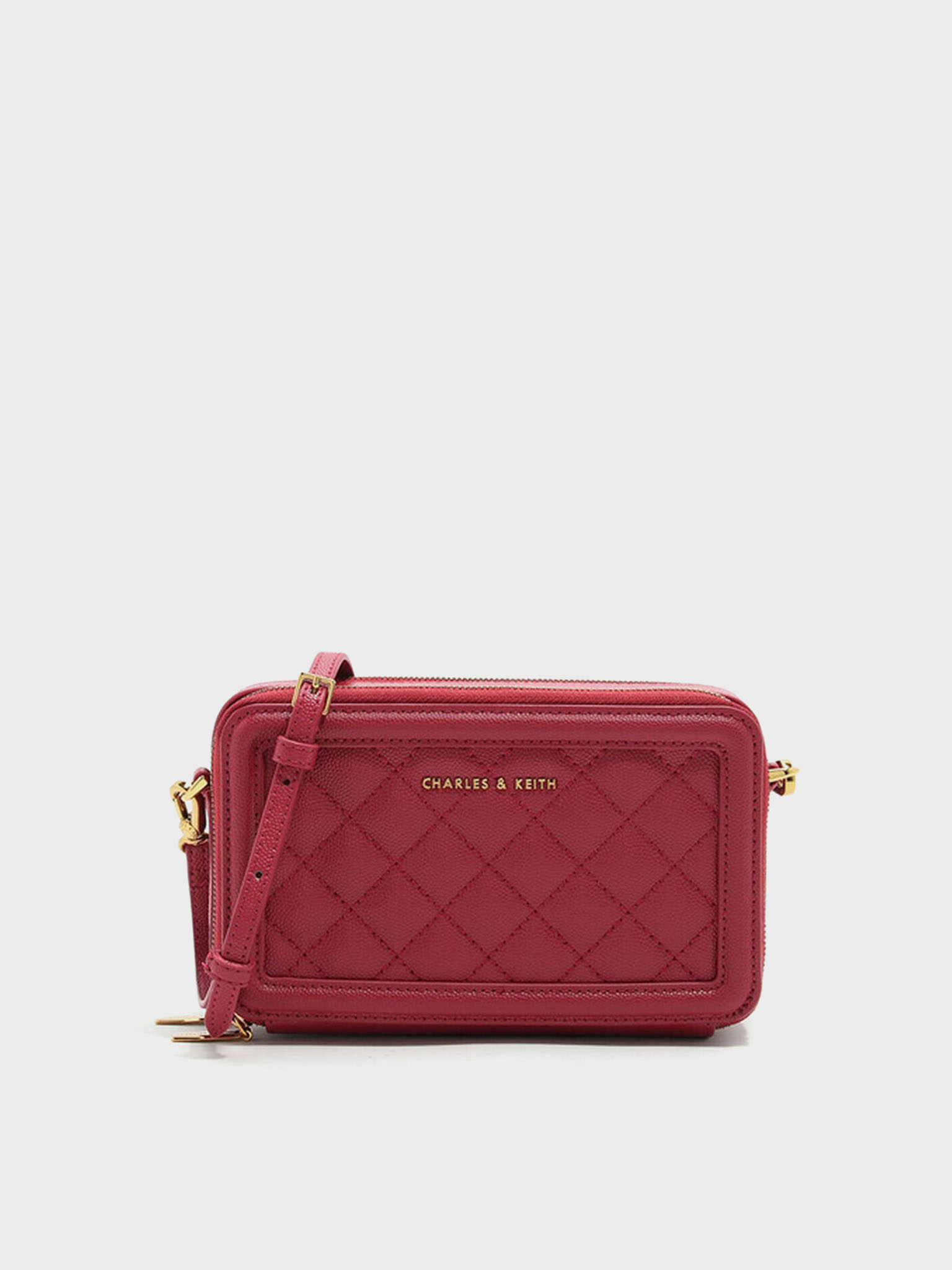 Red Quilted Boxy Long Wallet | CHARLES & KEITH