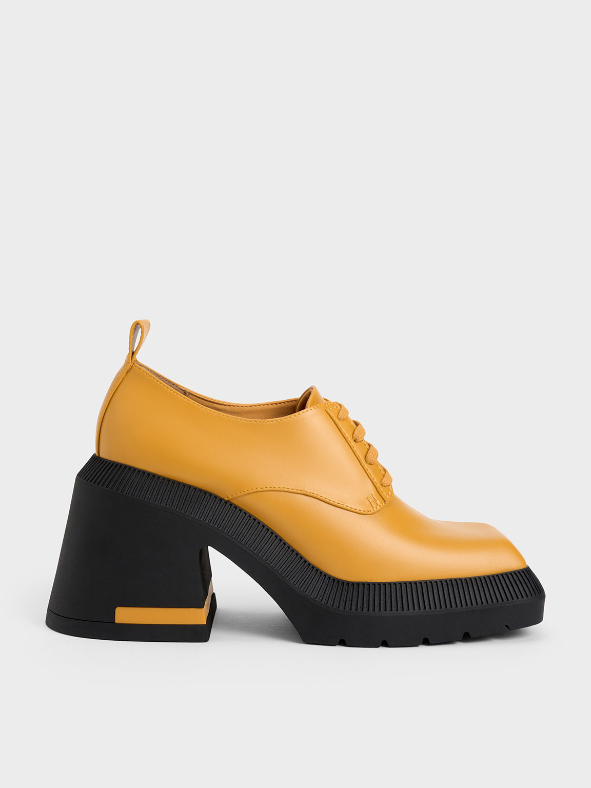 Mustard Emery Geometric Chunky Oxfords | CHARLES & KEITH