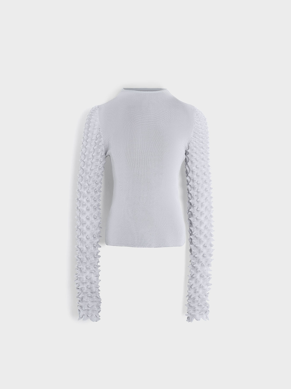 Grey Spike Textured Long Sleeve Top | CHARLES & KEITH