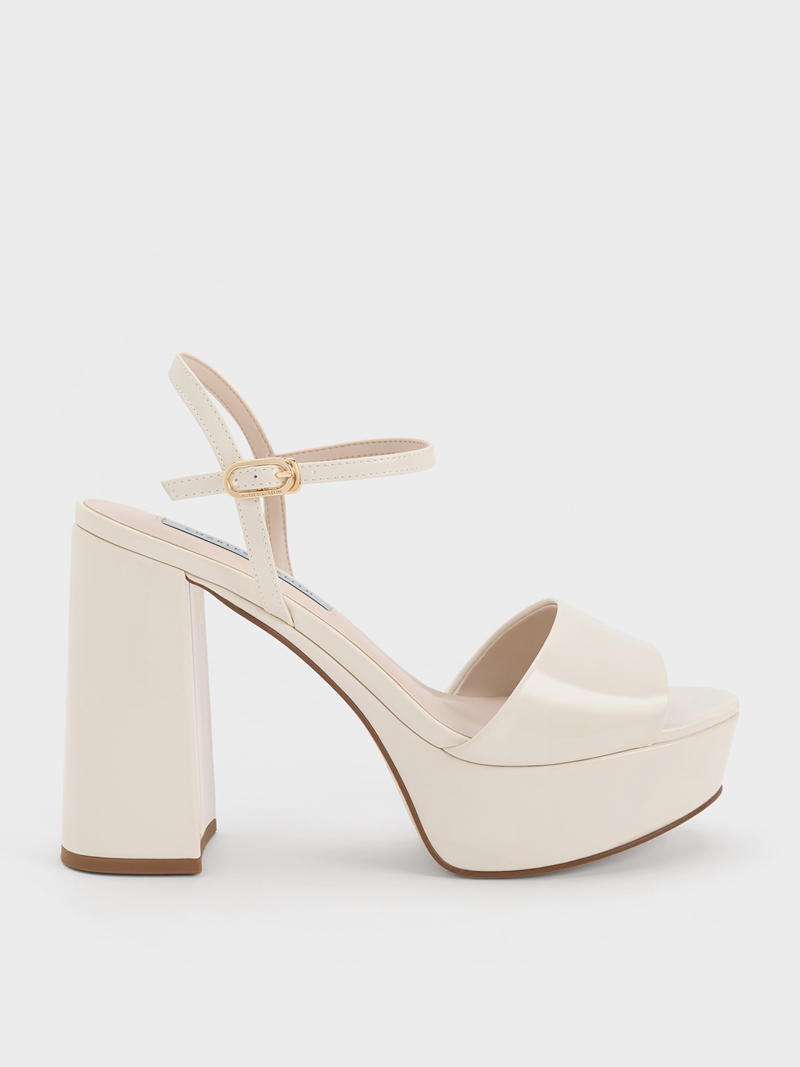 Chalk Halle Peep-Toe Metallic Platform Sandals - CHARLES & KEITH US