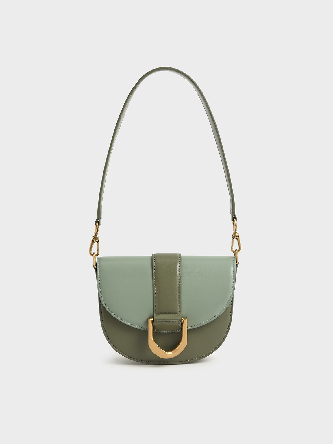 Olive Mini Gabine Two-Tone Saddle Bag - CHARLES & KEITH SG