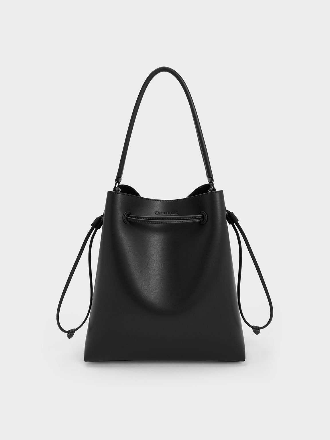 Jet Black Drawstring Hobo Bag | CHARLES & KEITH