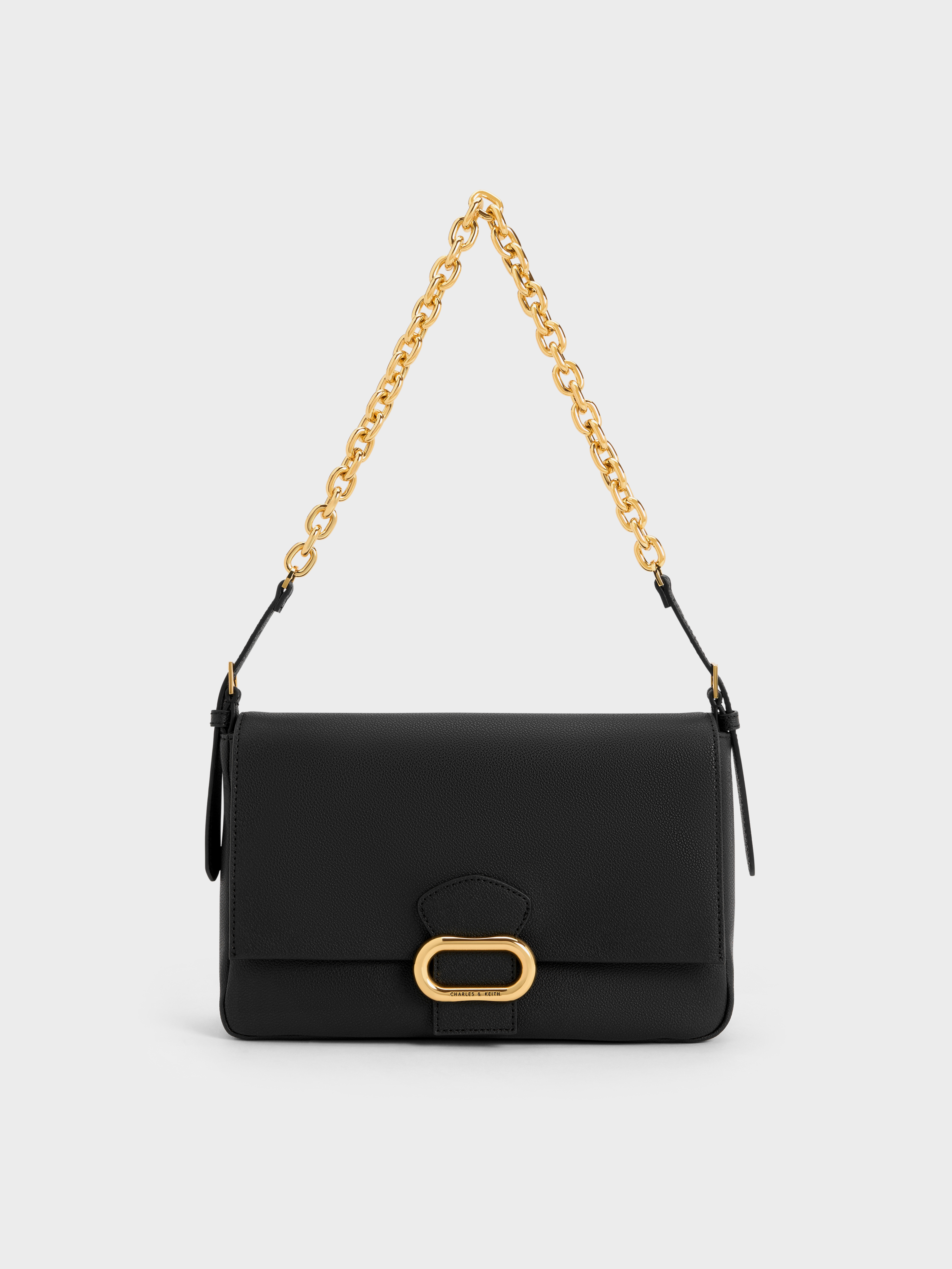 Black Daki Belted Trapeze Bag - CHARLES & KEITH US