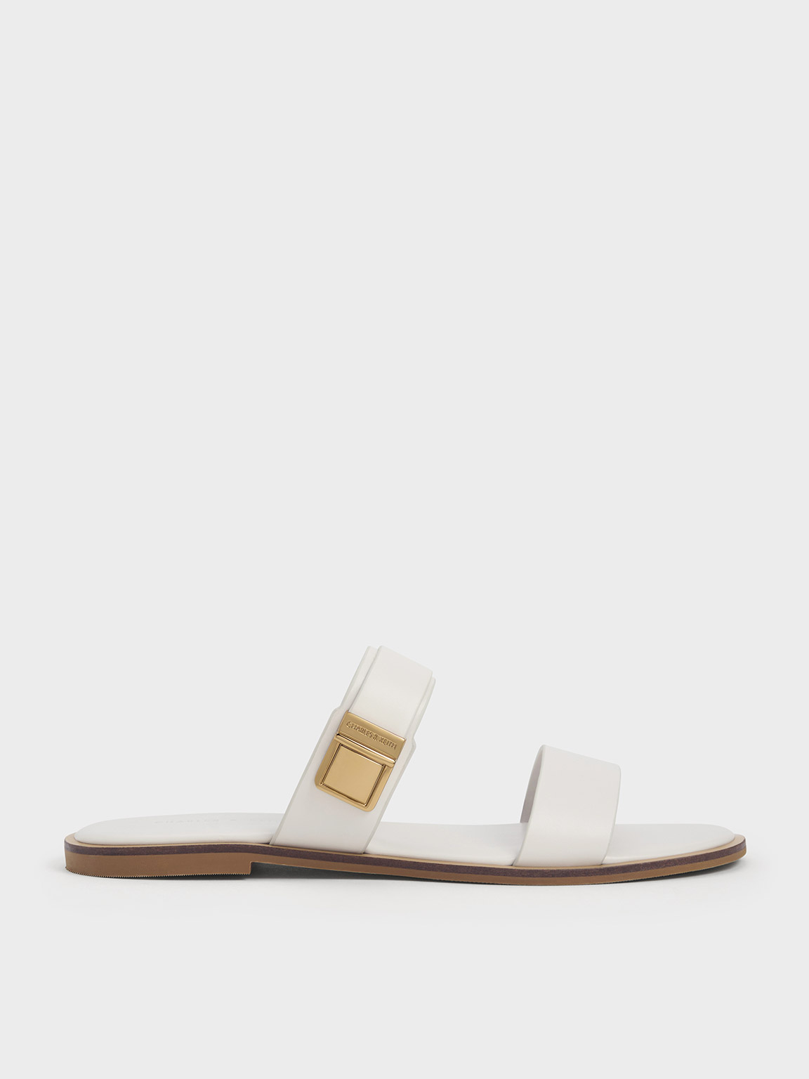 Chalk Dove Double-Strap Sandals - CHARLES & KEITH US