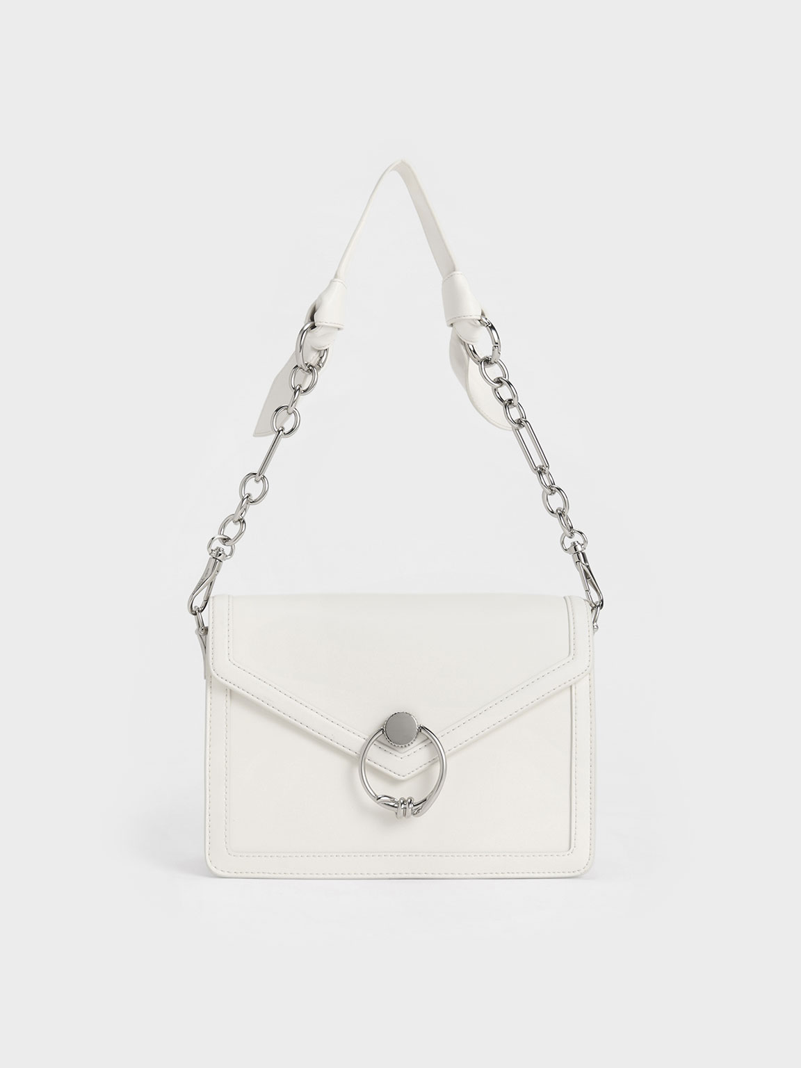 White Joelle Envelope Shoulder Bag - CHARLES & KEITH MY