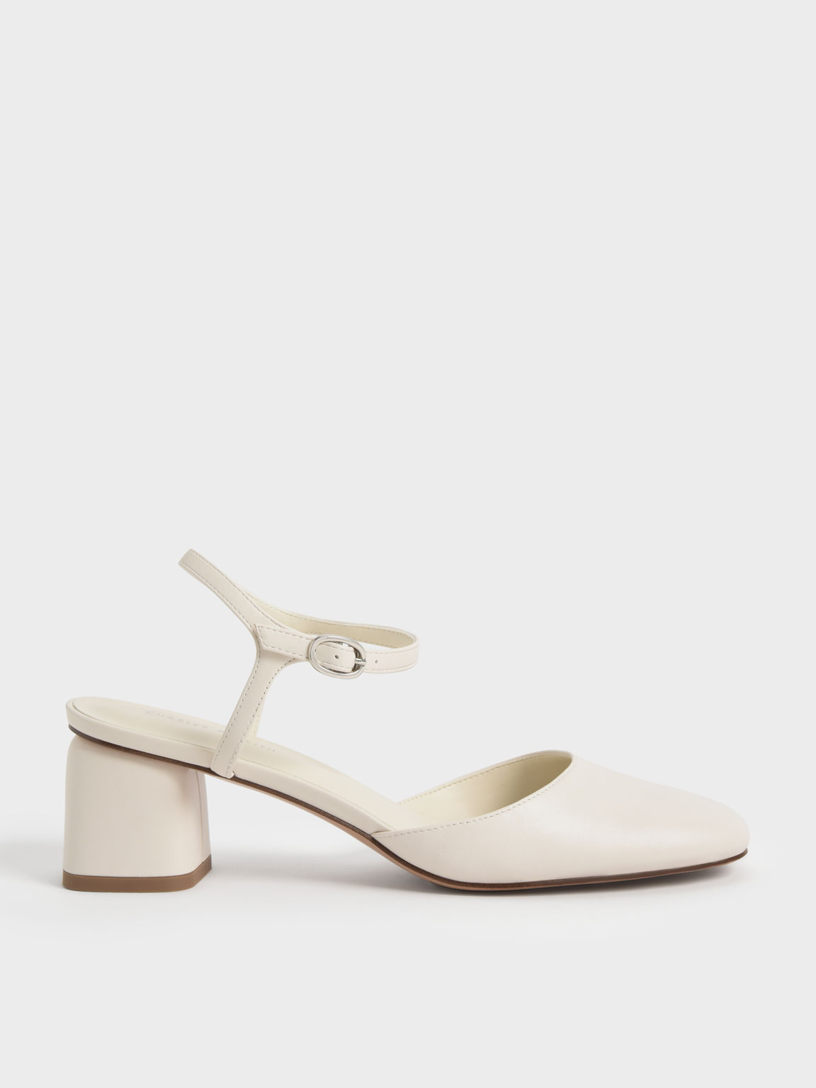 Cream Round Toe Ankle-Strap Pumps - CHARLES & KEITH International