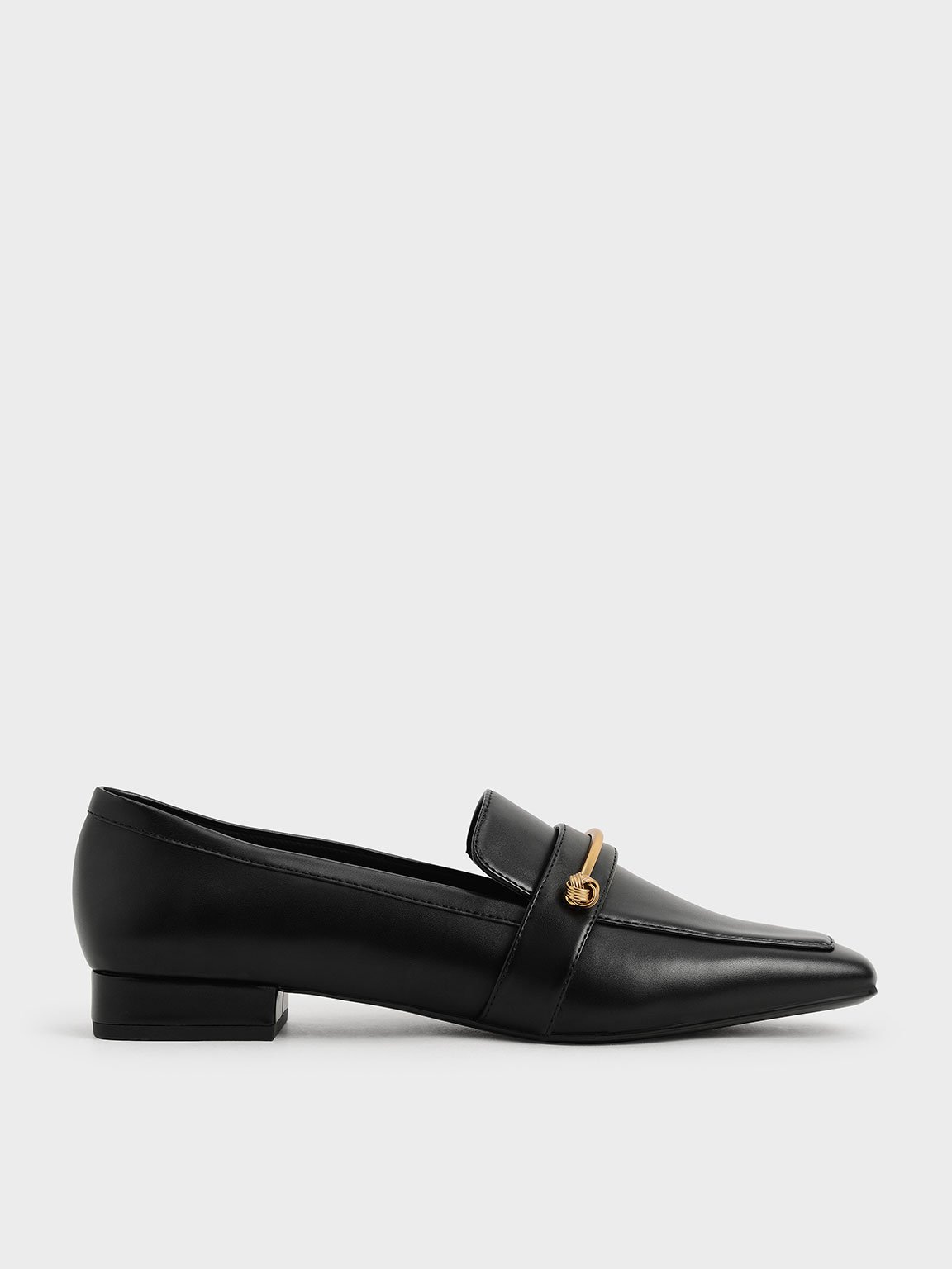 Black Metallic Accent Penny Loafers - CHARLES & KEITH International