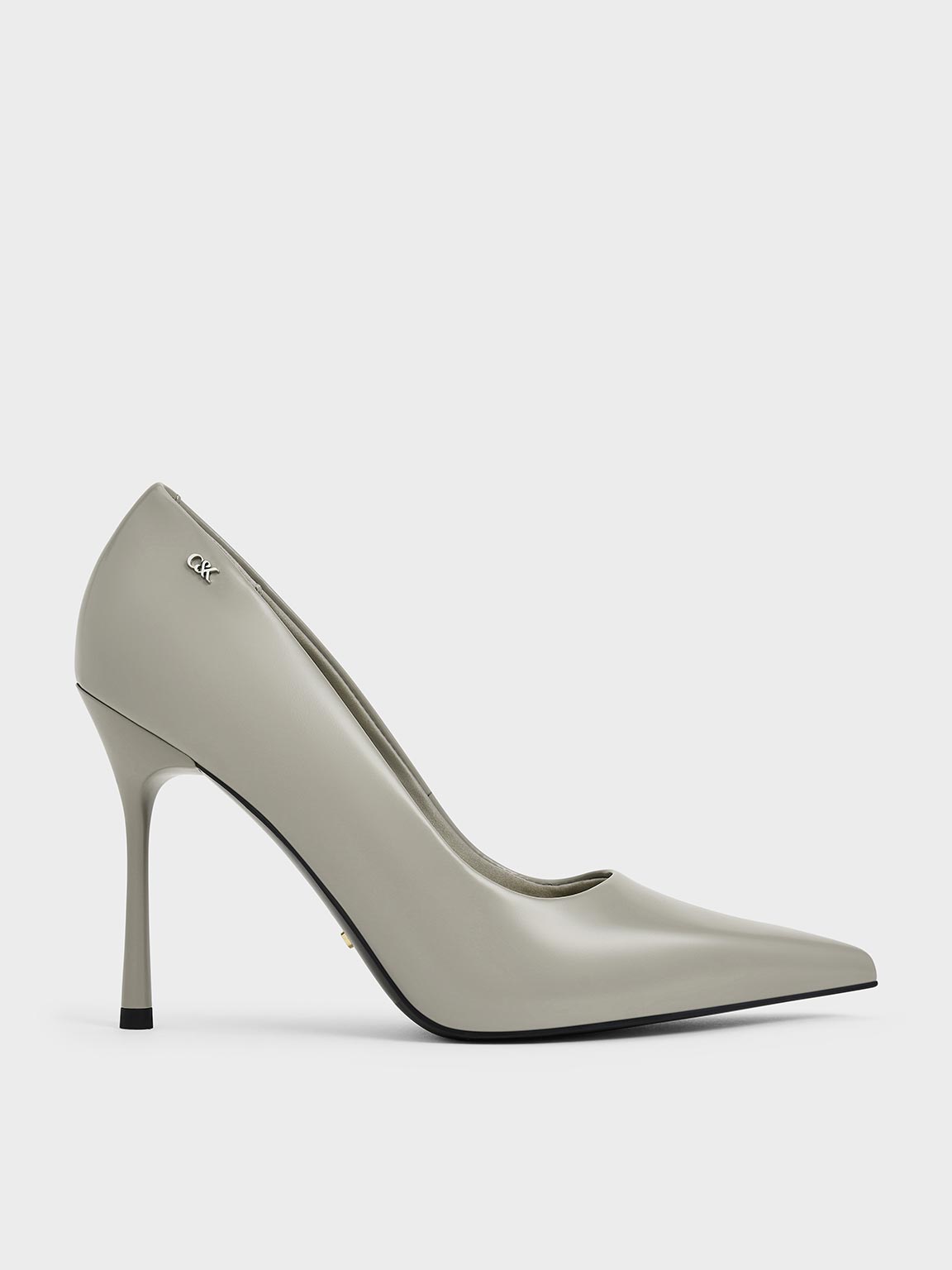 Grey Kyra Leather Pointed Toe Pumps CHARLES KEITH US