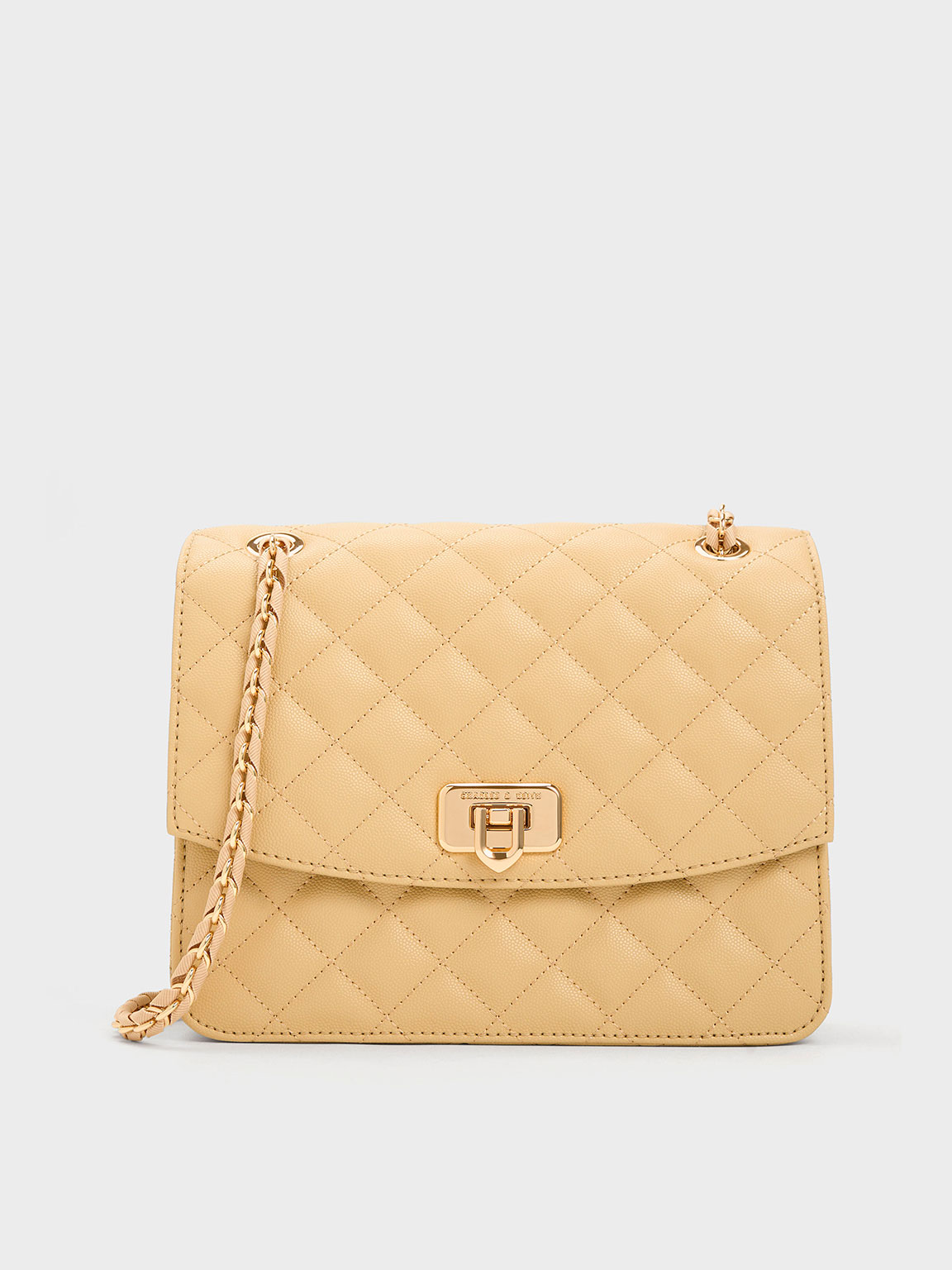 Beige Cressida Quilted Chain Strap Bag CHARLES KEITH CA