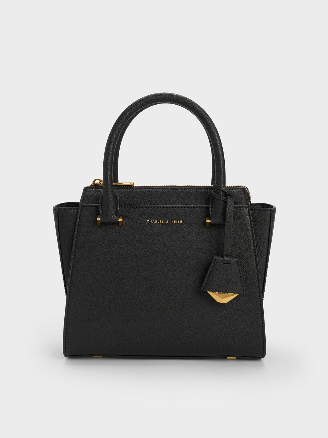 Túi Xách Nữ Charles Keith CK2-30270316-2 Black đeTuck-In Flap Structured Bag  - Gostyle