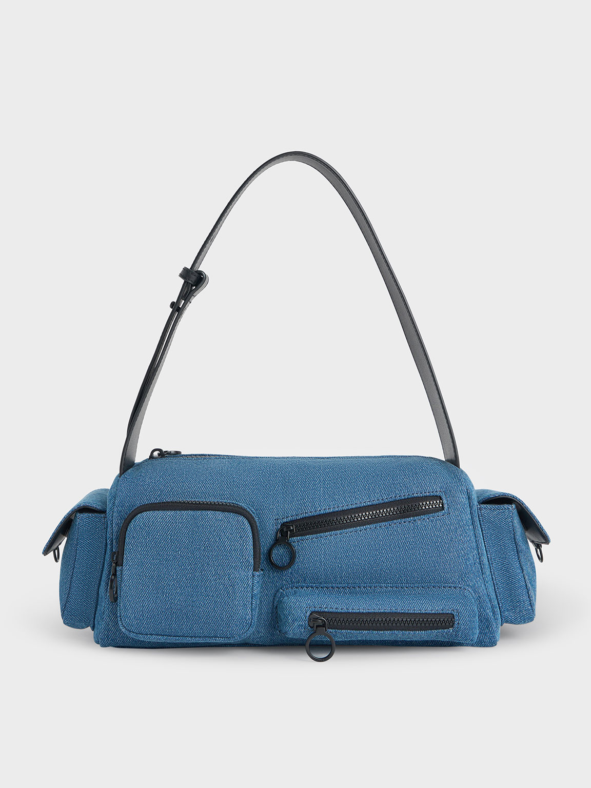 Denim Blue Mathilda Denim Multi-Pocket Shoulder Bag | CHARLES & KEITH
