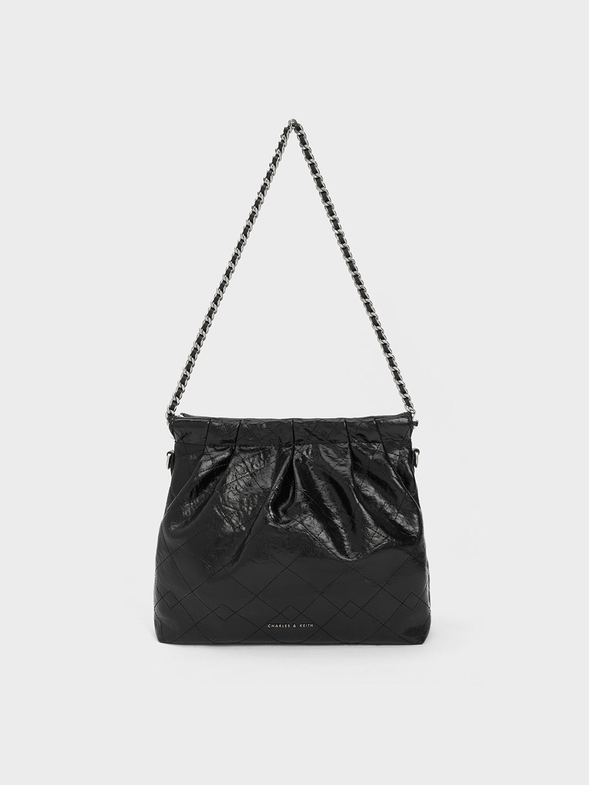 Charles and keith textured chain handle bag sale