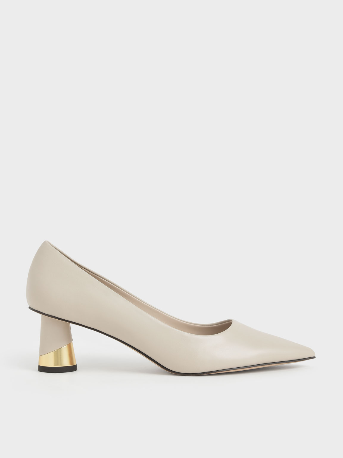 Metallic Sculptural Heel Pumps - CHARLES & KEITH SG