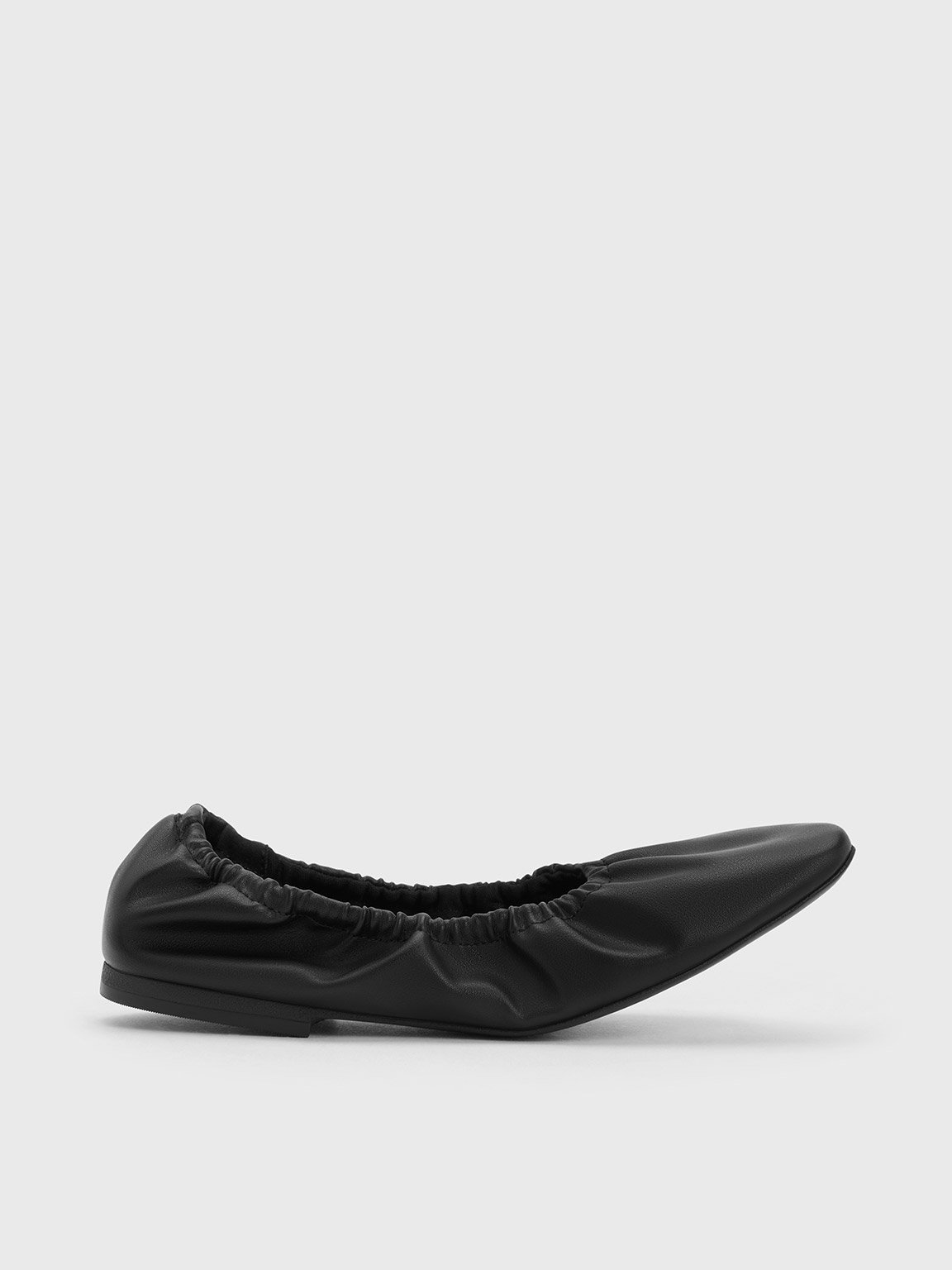 Charles & Keith Ruched Ballerina Flats In Black
