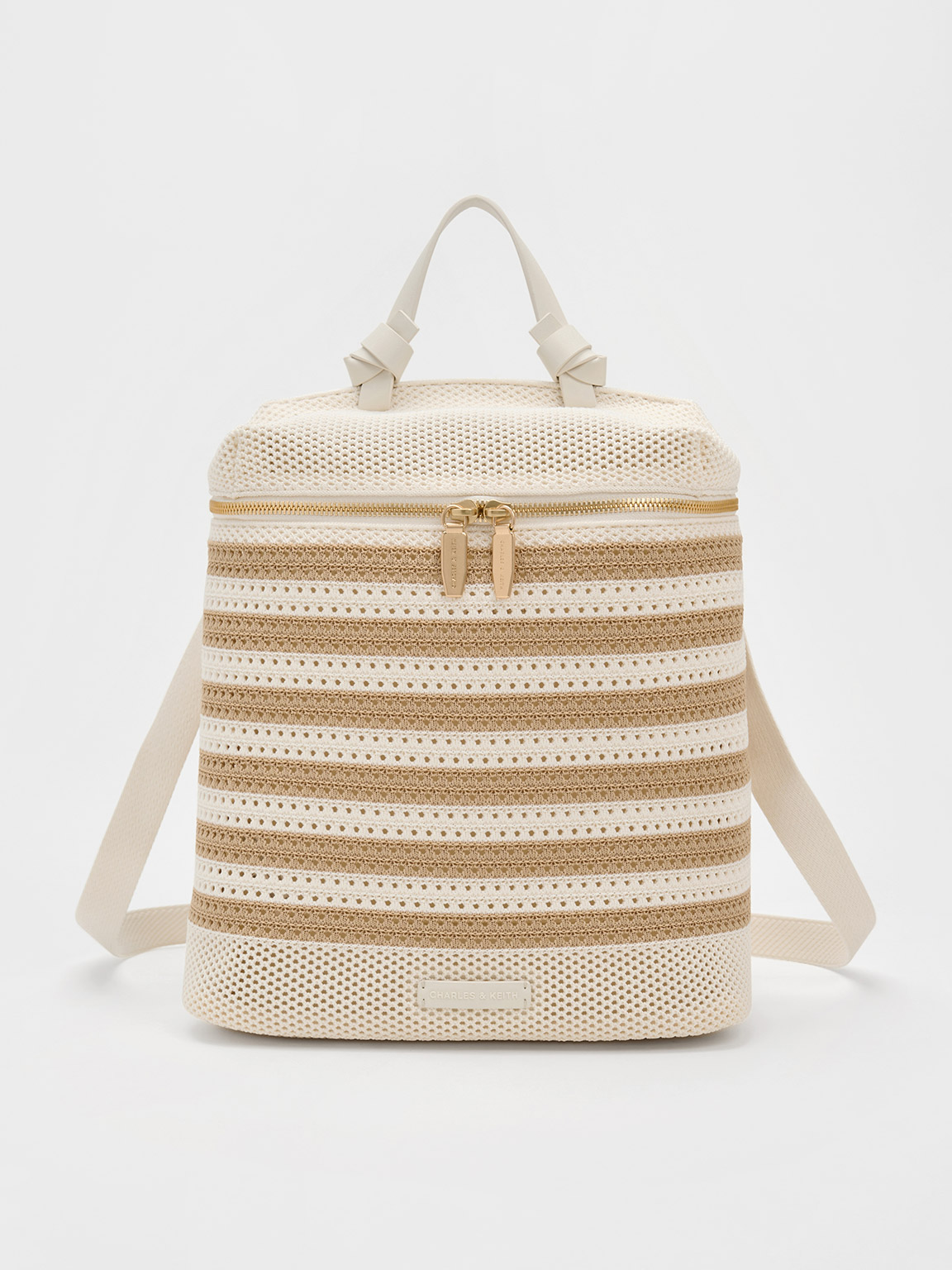 Sand Ida Knitted Striped Backpack - CHARLES & KEITH TR