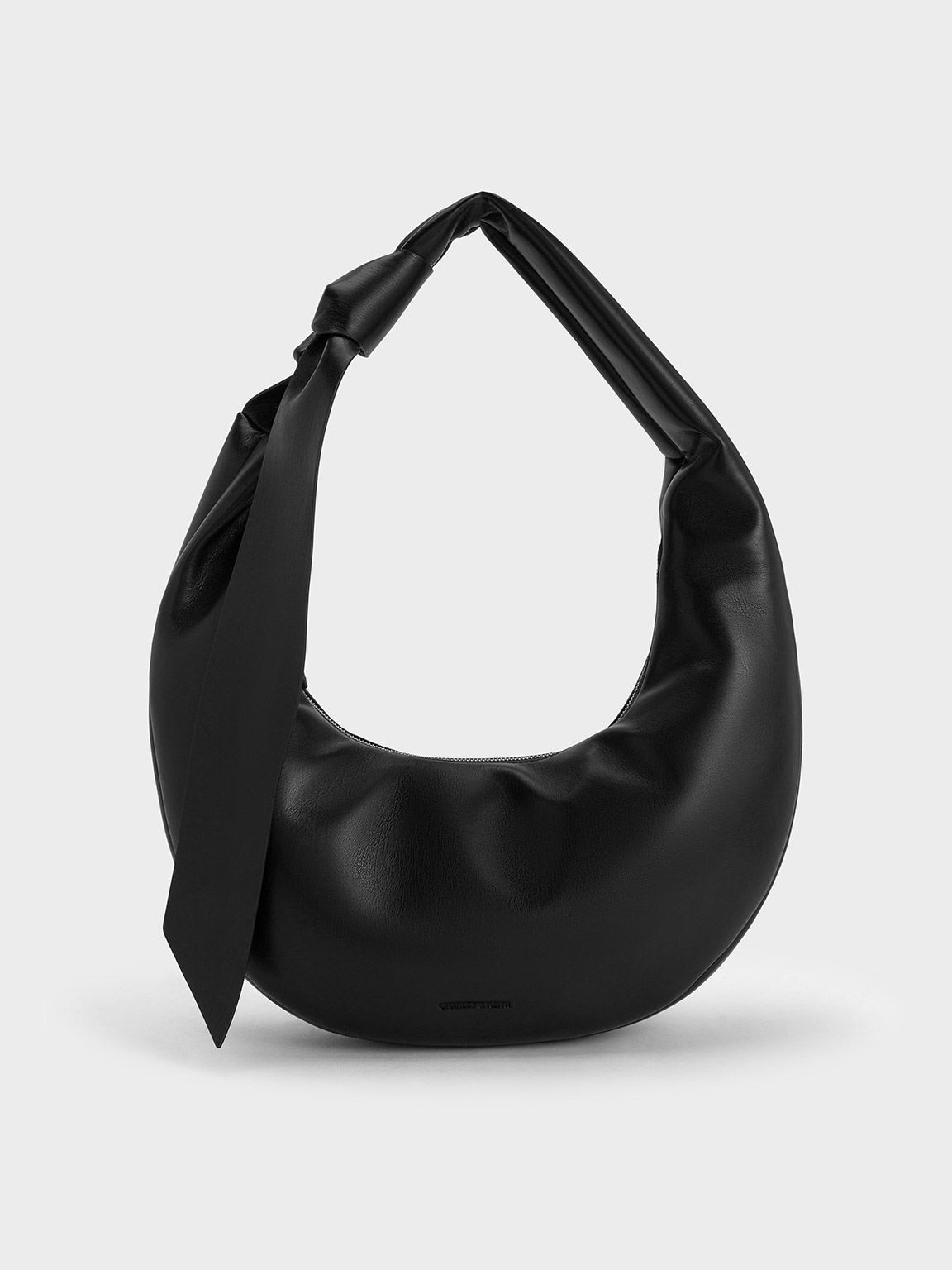 Noir Toni Knotted Curved Hobo Bag - CHARLES & KEITH International