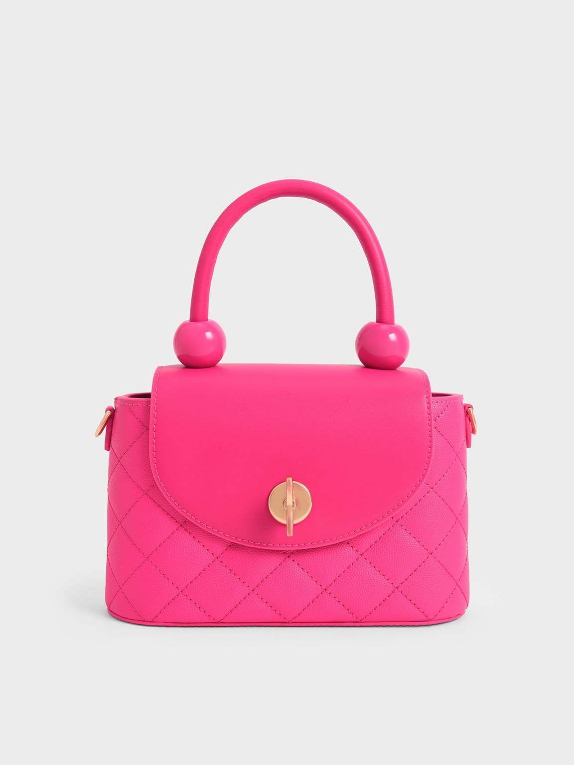 Pink Curved Handle Shoulder Bag - CHARLES & KEITH US