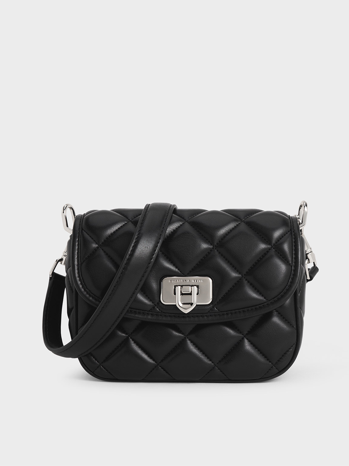 Black Cressida Quilted Crossbody Bag - CHARLES & KEITH KH