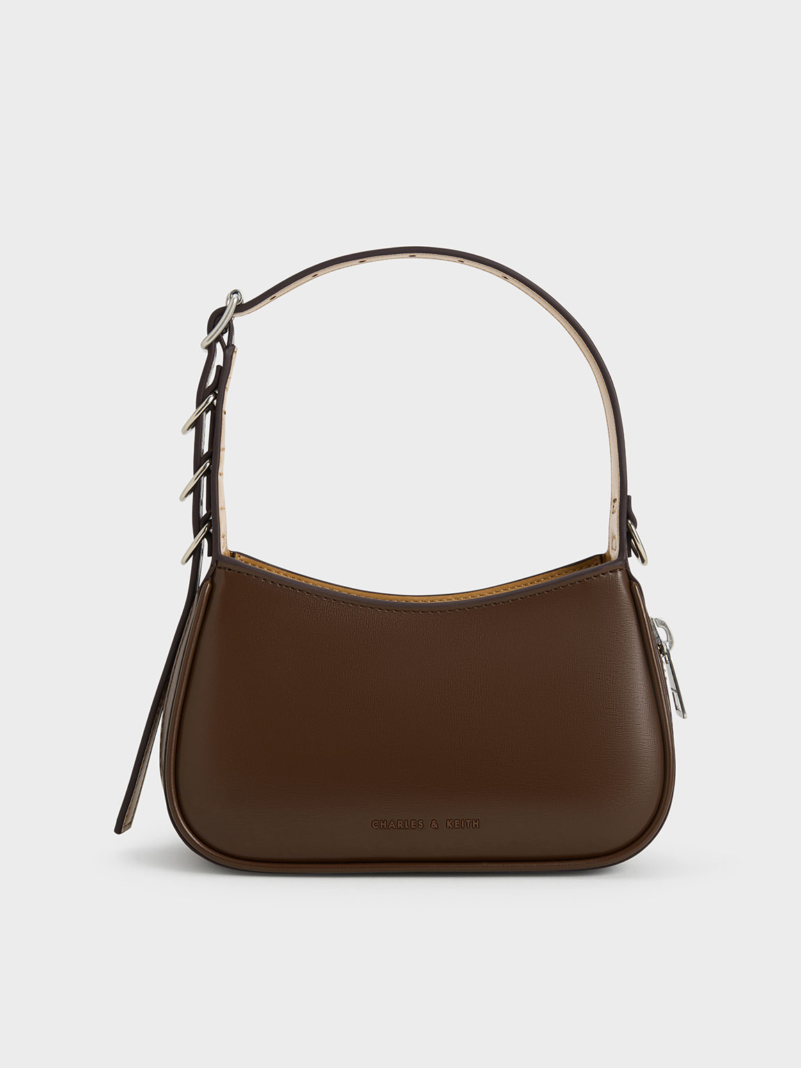 Dark Brown Mini Rebel Hobo Bag CHARLES KEITH US