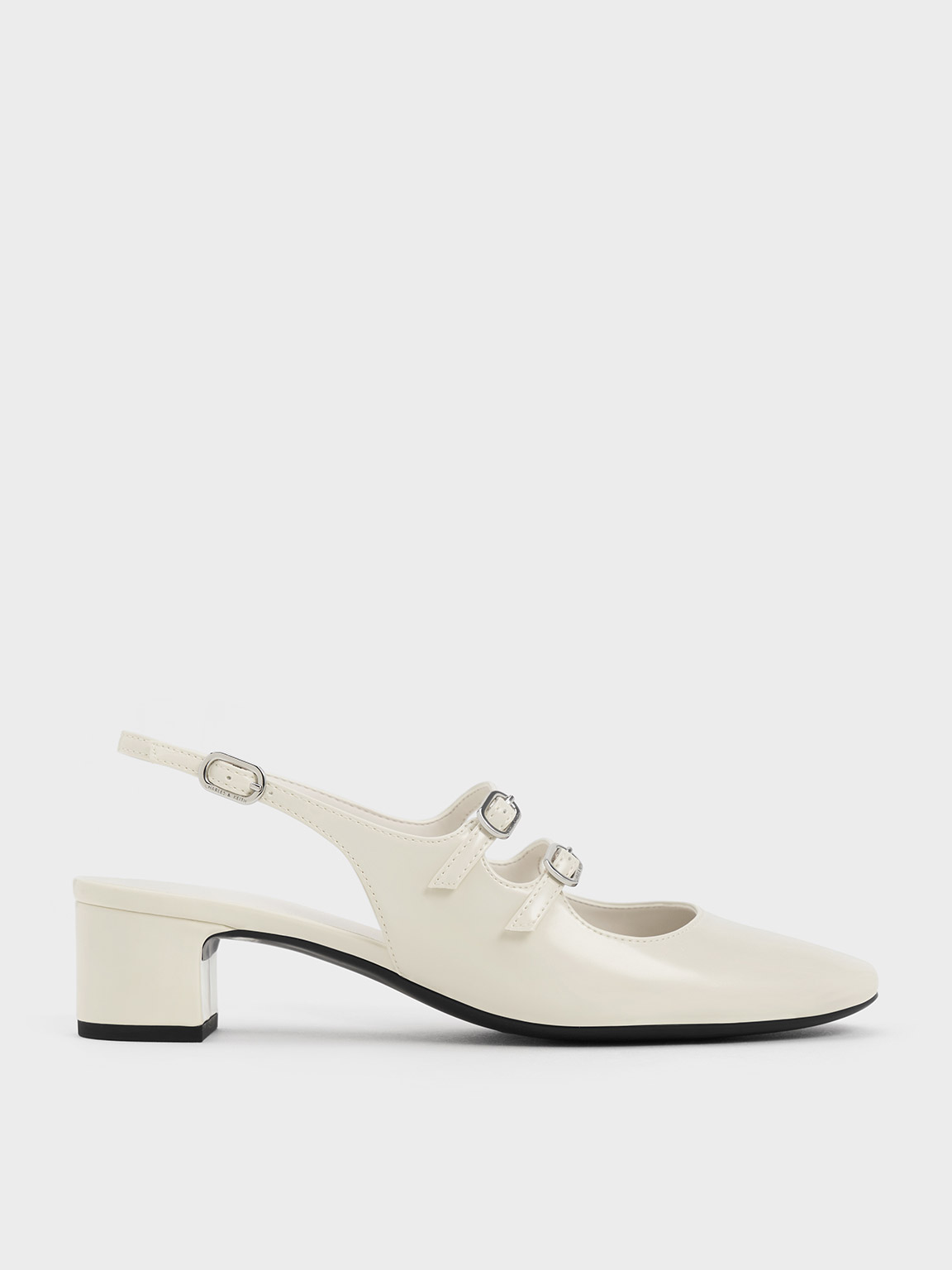 Chalk Double-Strap Slingback Mary Jane Pumps - CHARLES & KEITH US