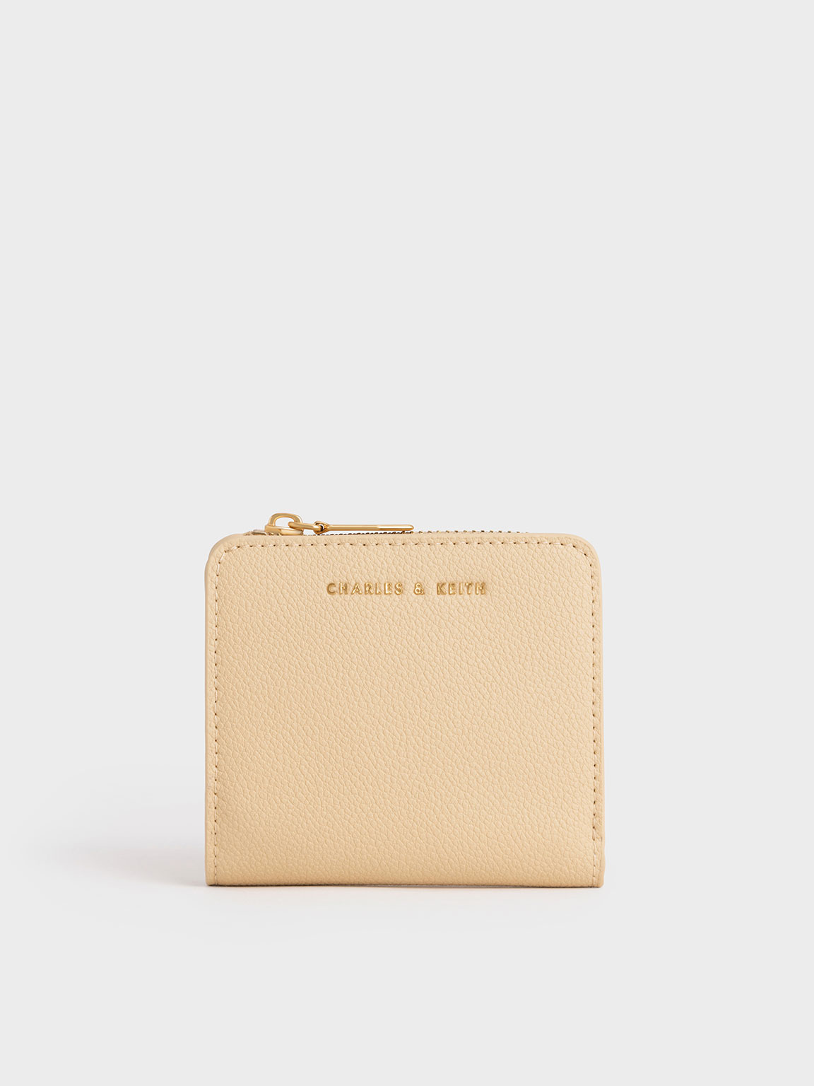 Beige Zip Around Card Holder - CHARLES & KEITH US