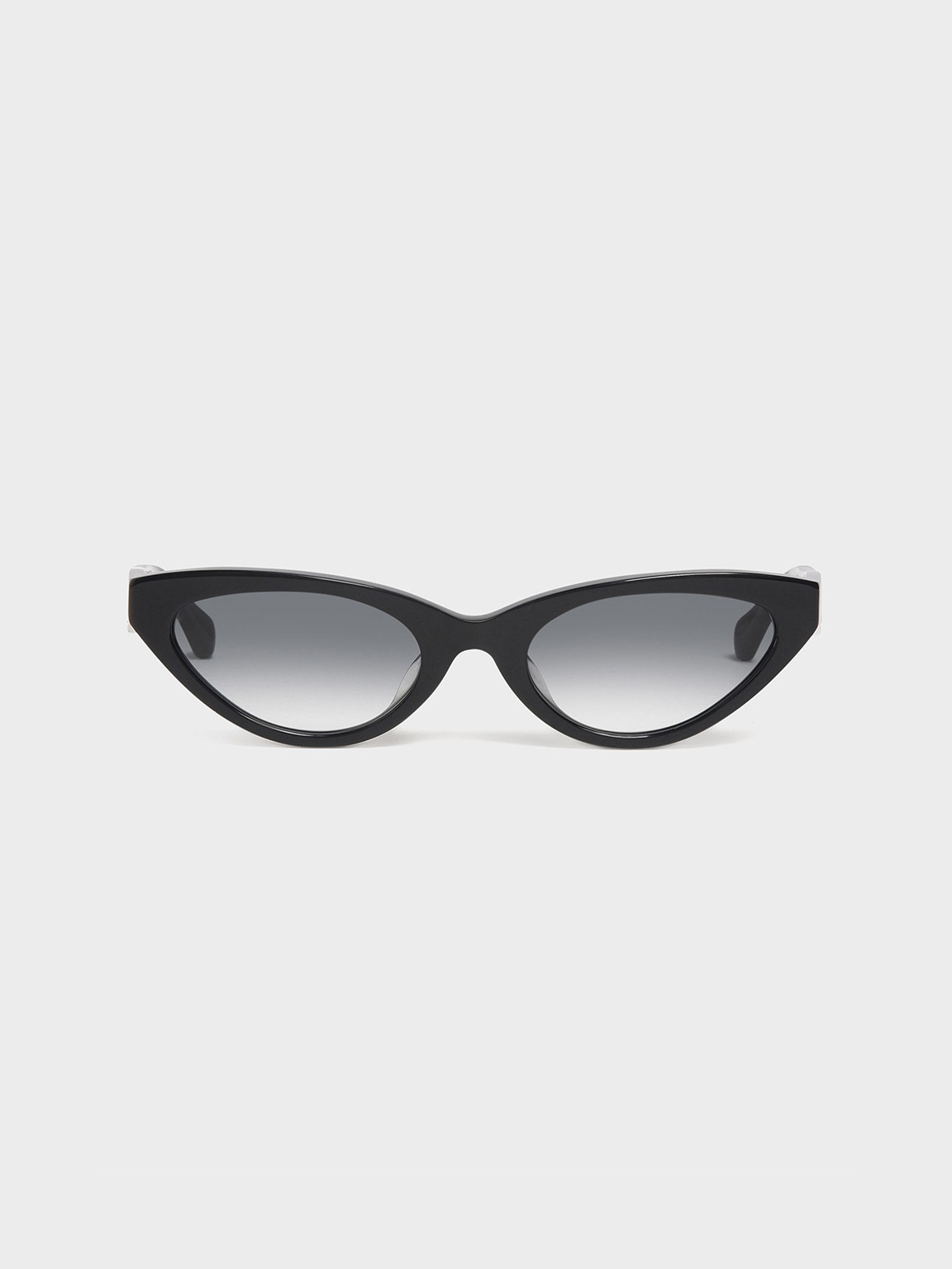 Black Acetate Oval Frame Sunglasses - CHARLES & KEITH QA