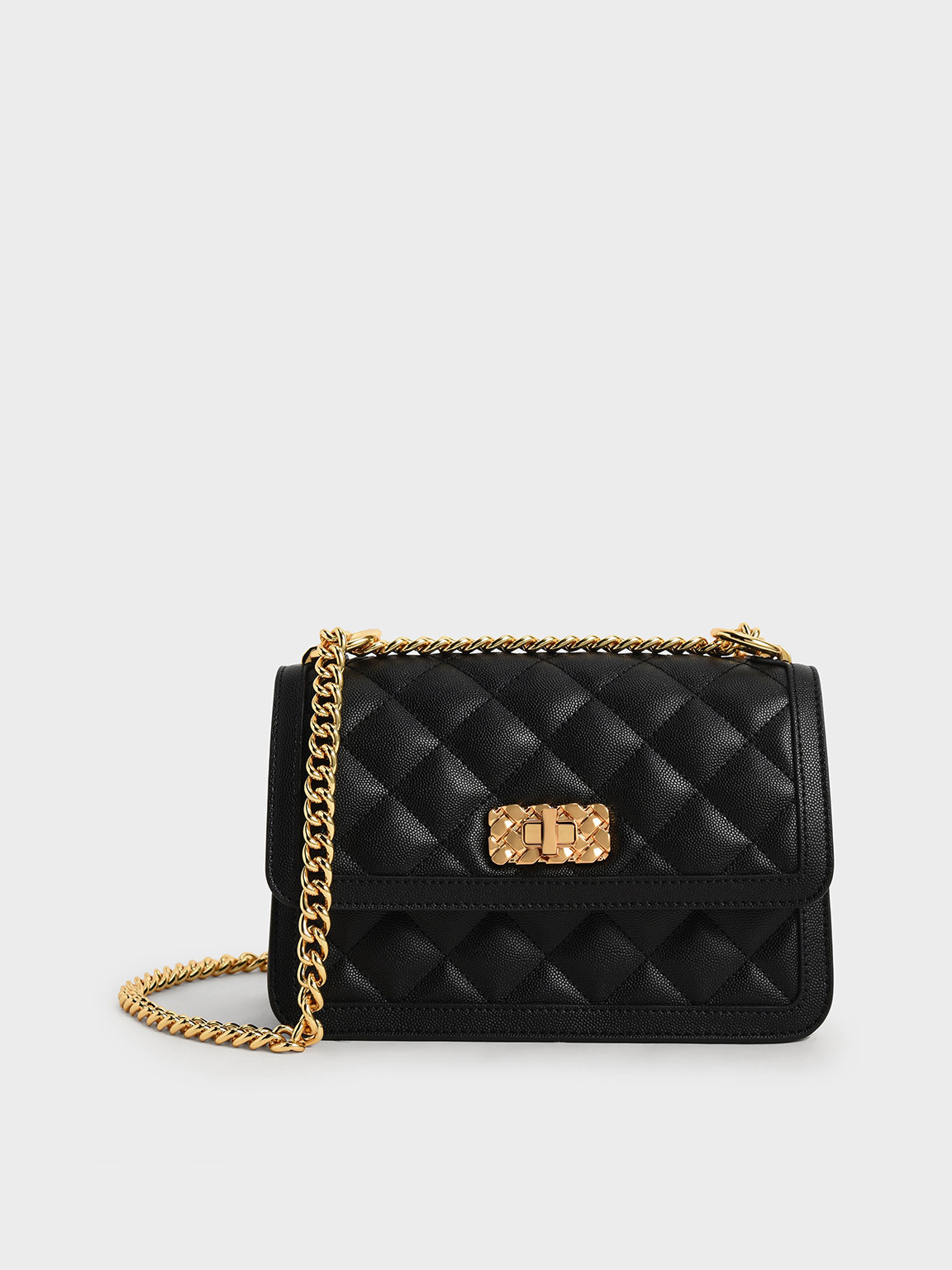 Charles & Keith Cressida Tweed Chain Strap Bag in Pink | Lyst