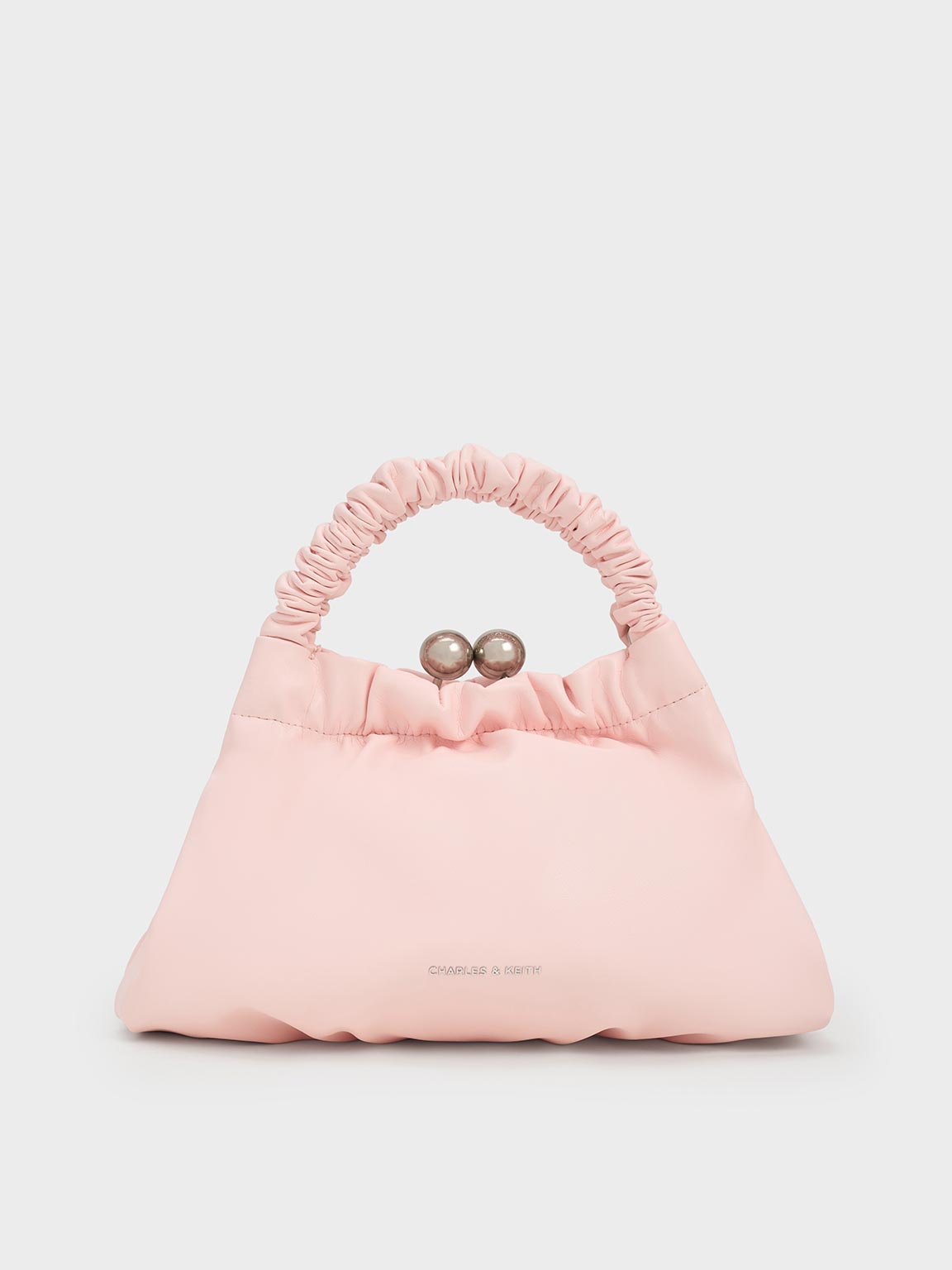 Light Pink Eve Ruched-Handle Trapeze Bag - CHARLES & KEITH SG