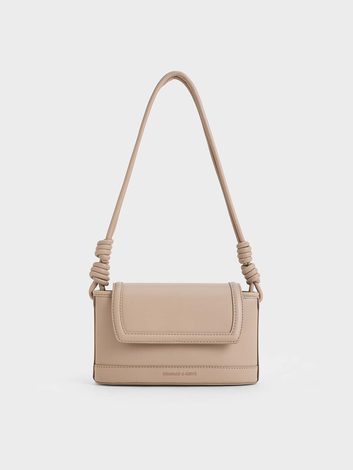 Shop Charles & Keith Sabine Knotted-strap Bag In Taupe