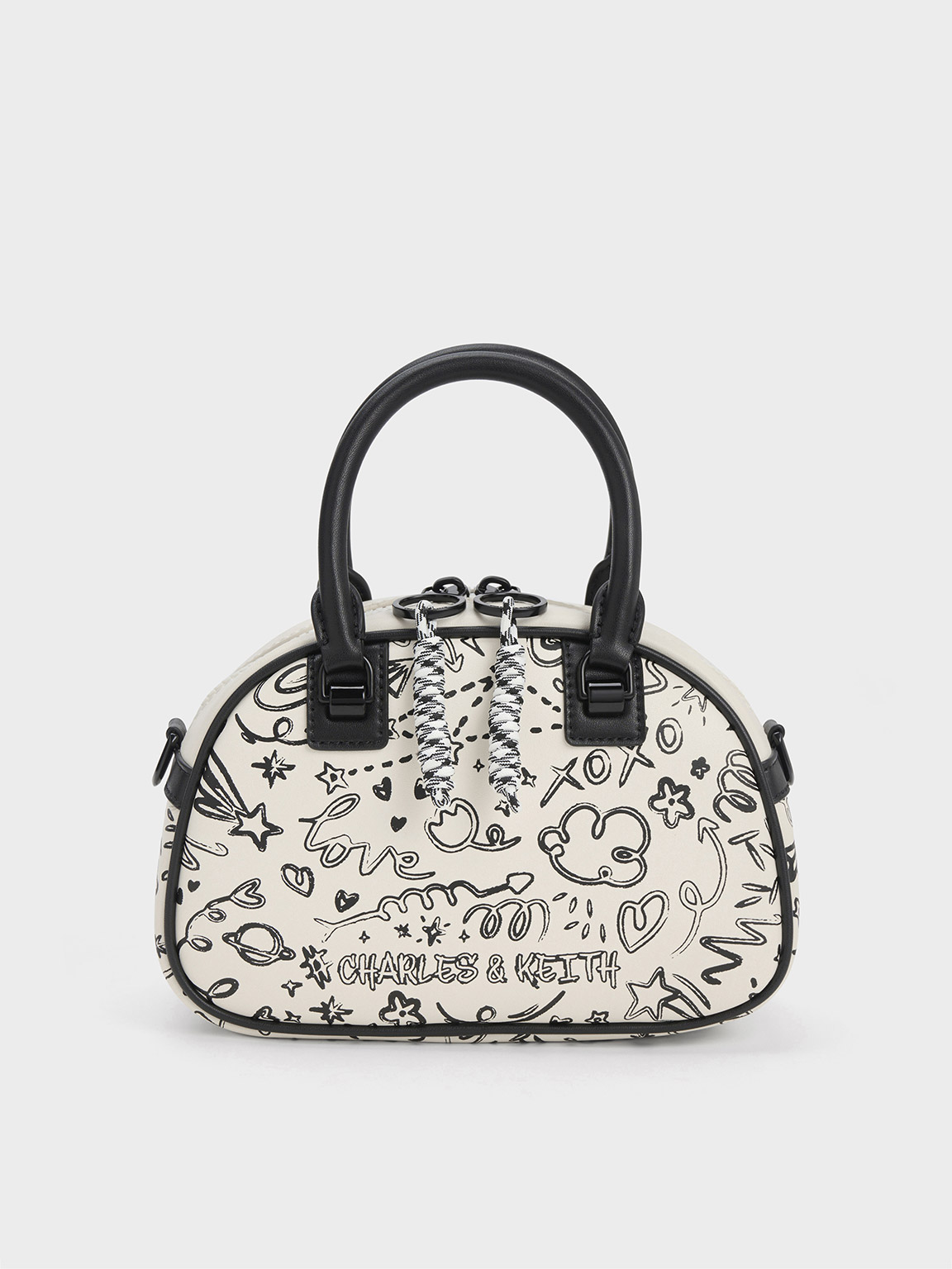 Charles Keith Gwiana Printed Bowling Bag In Cream ModeSens