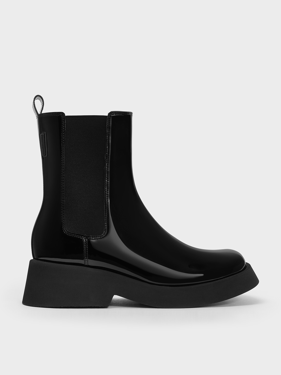 Black Giselle Patent Chelsea Boots - CHARLES & KEITH ZA