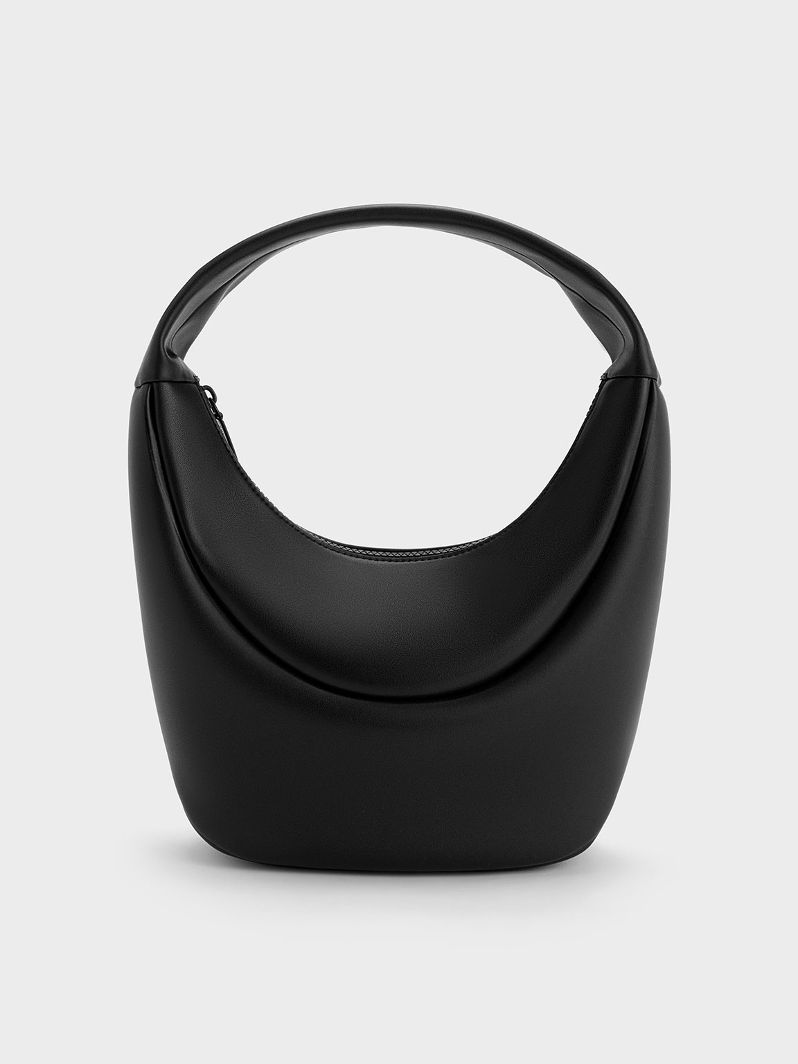 Black Elongated Curved Hobo Bag - CHARLES & KEITH International