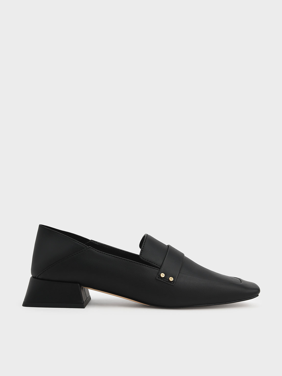 Charles & Keith Square Toe Step-back Penny Loafers In Black | ModeSens