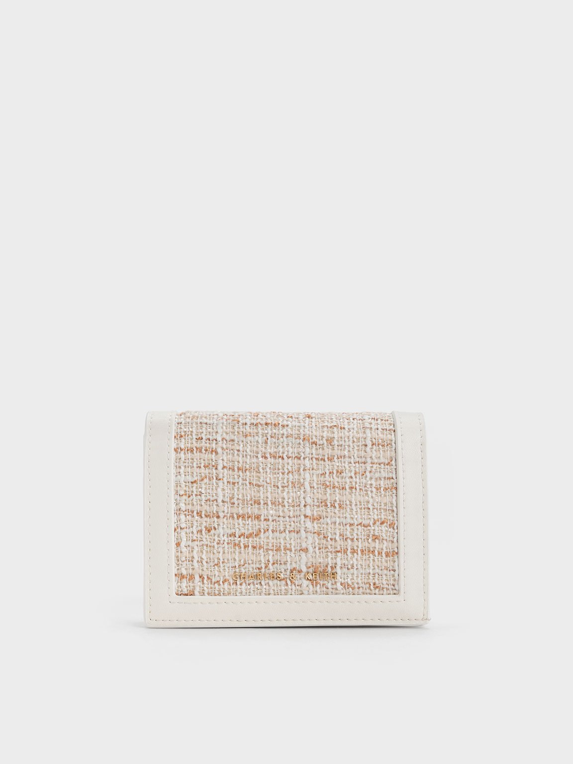 White Micaela Tweed Card Holder - CHARLES & KEITH International