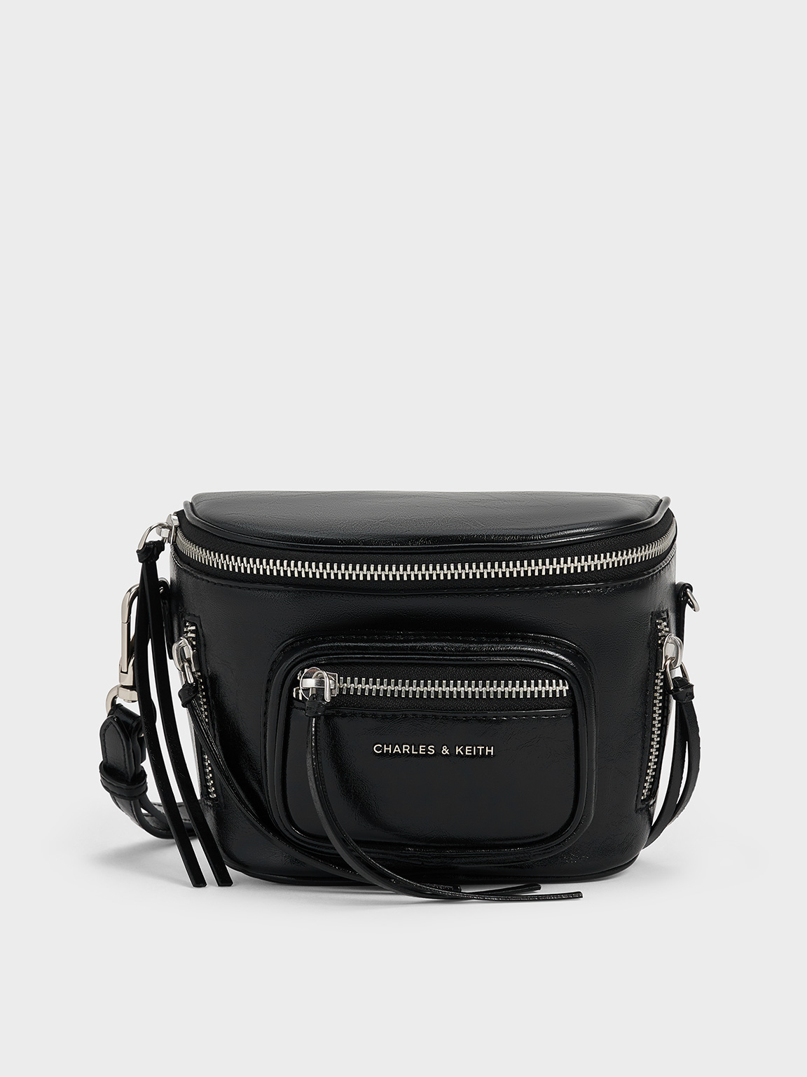 Noir Xylia Multi-Zip Crossbody Bag - CHARLES & KEITH US