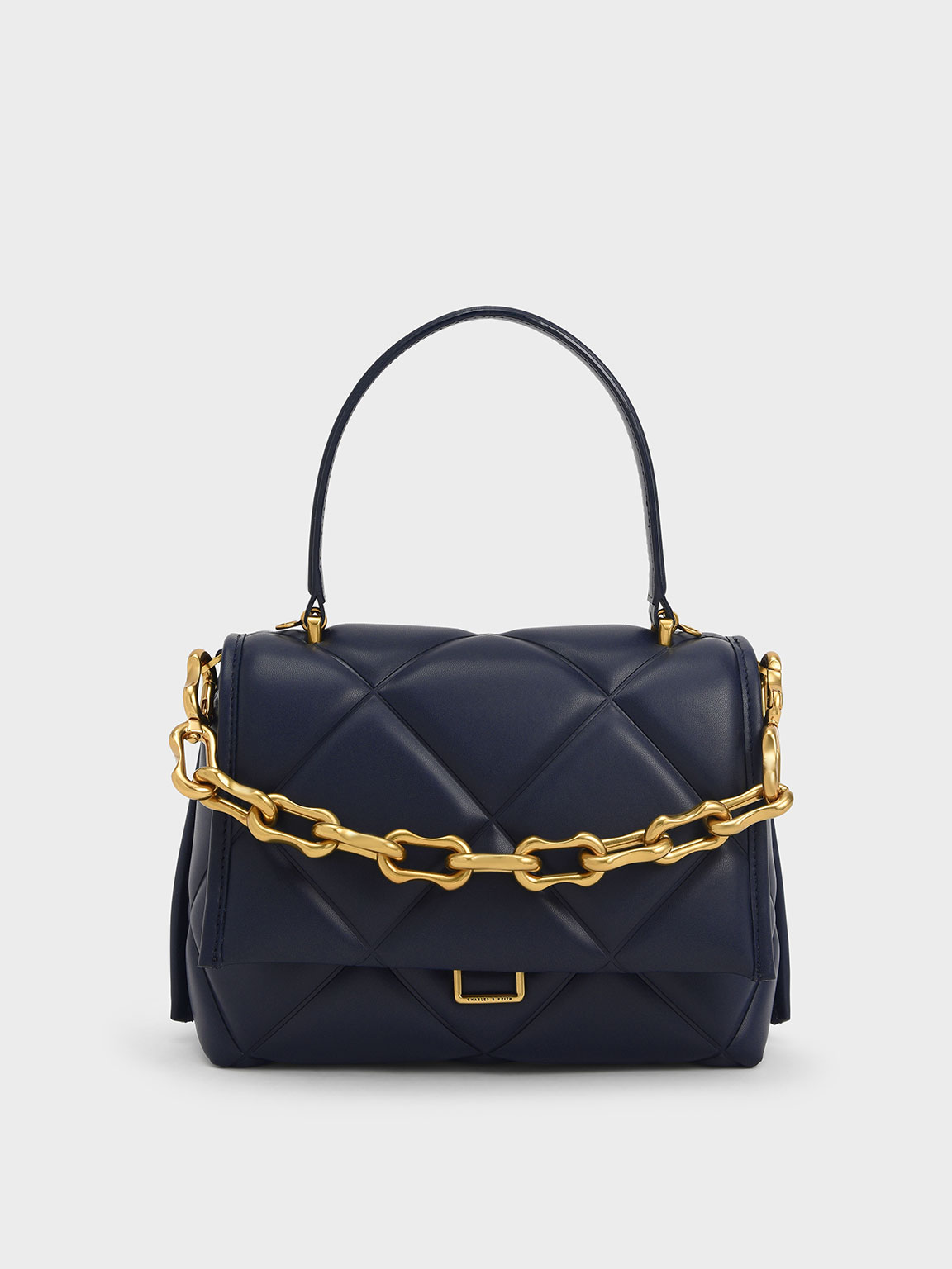 Navy Gemma Chunky Chain Link Quilted Bag - CHARLES & KEITH MO