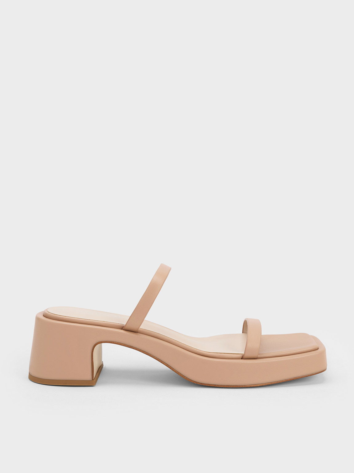 Nude Square-Toe Platform Sandals - CHARLES & KEITH CA