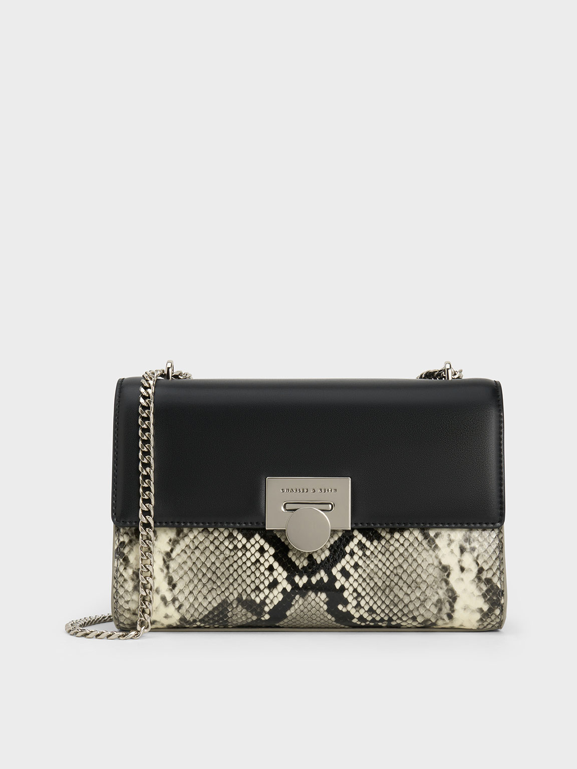 Multicoloured Snake Print Chain-Strap Bag - CHARLES & KEITH SG