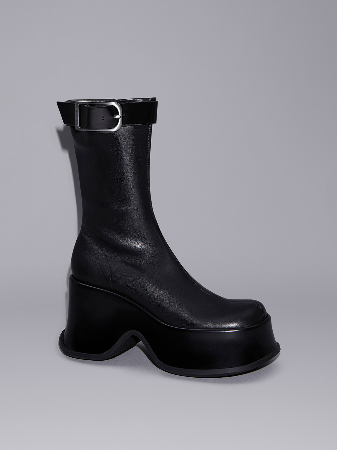 black platform shoe boot