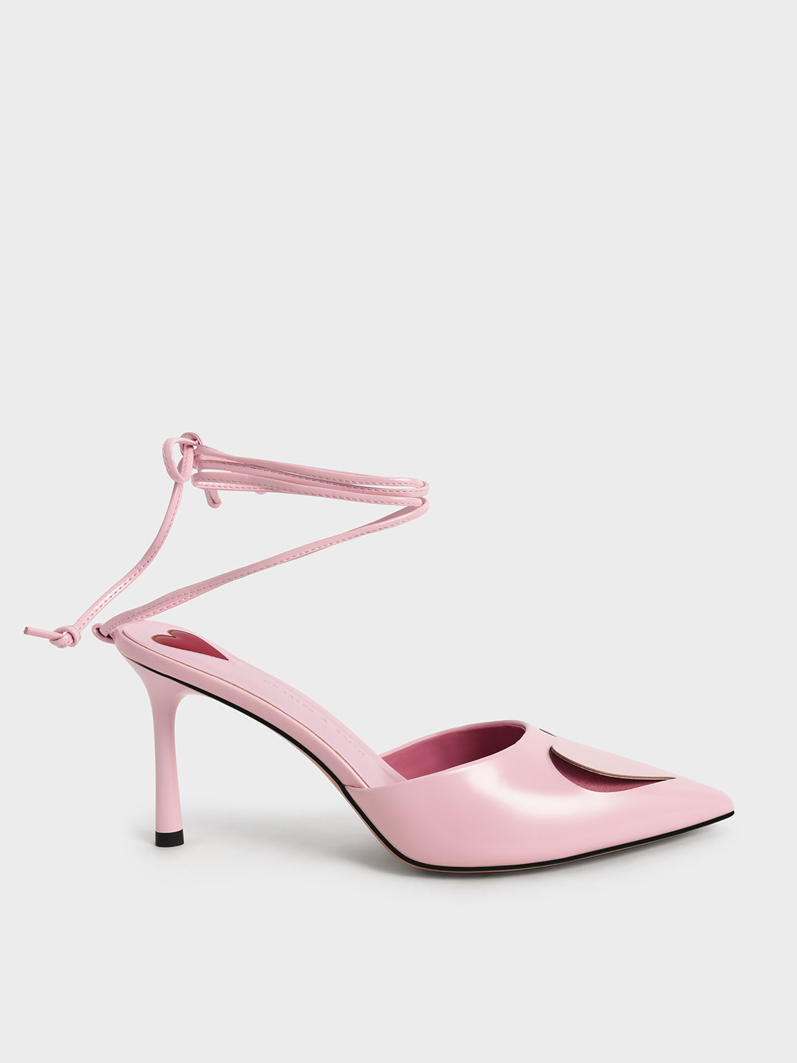 Pink Amora Heart Cut-Out Lace-Up Pumps - CHARLES & KEITH International