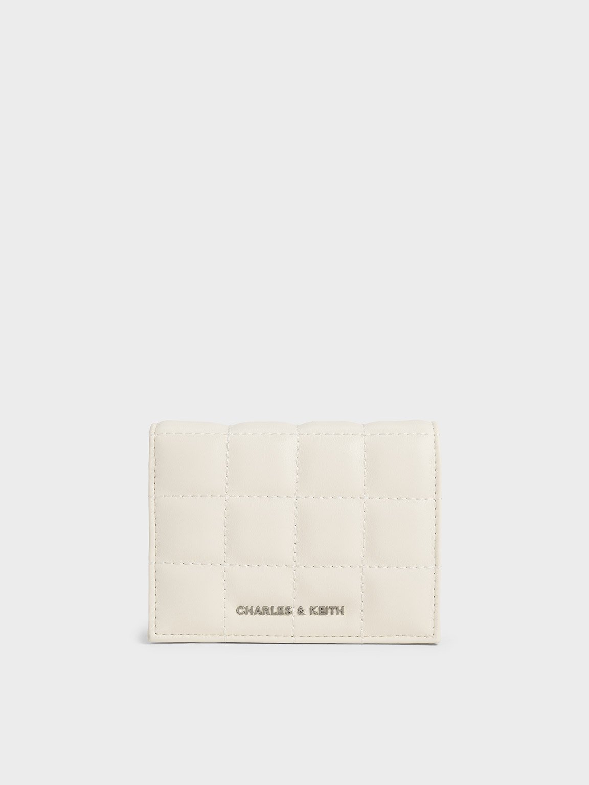 Shop Charles & Keith Quilted Mini Wallet In Cream