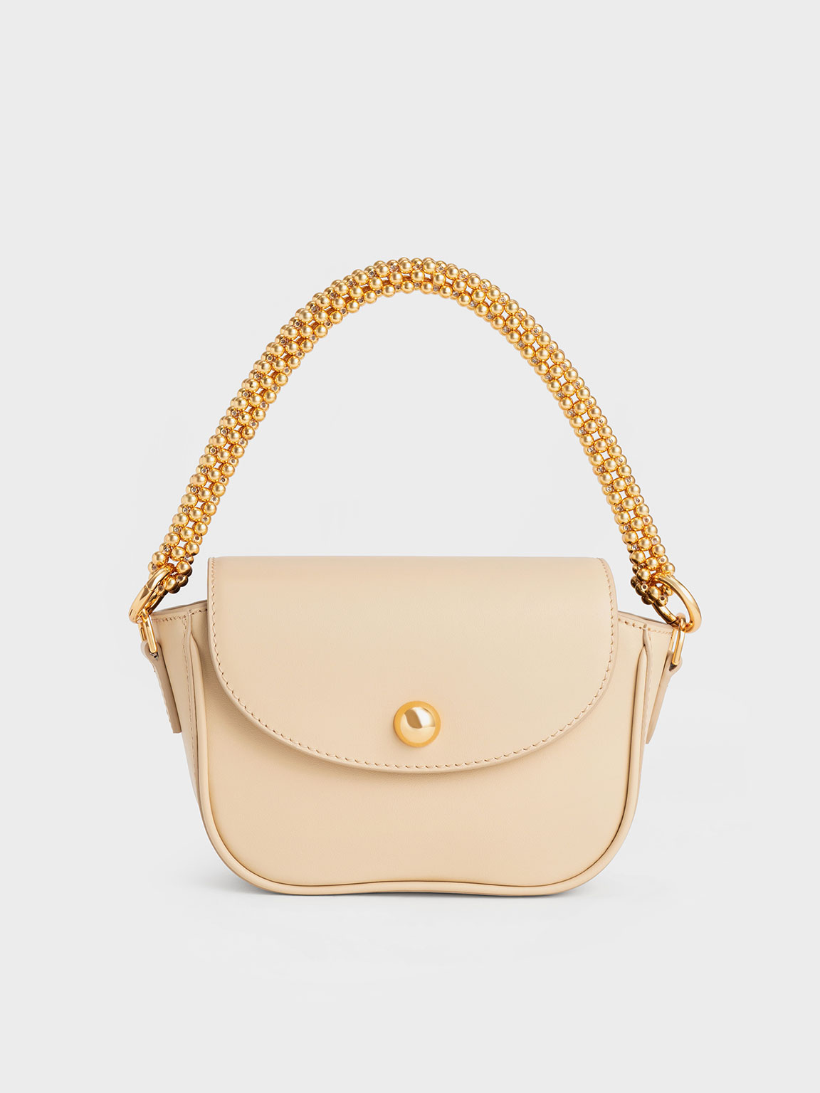 Sand Beaded Metallic Handle Sculptural Bag | CHARLES & KEITH