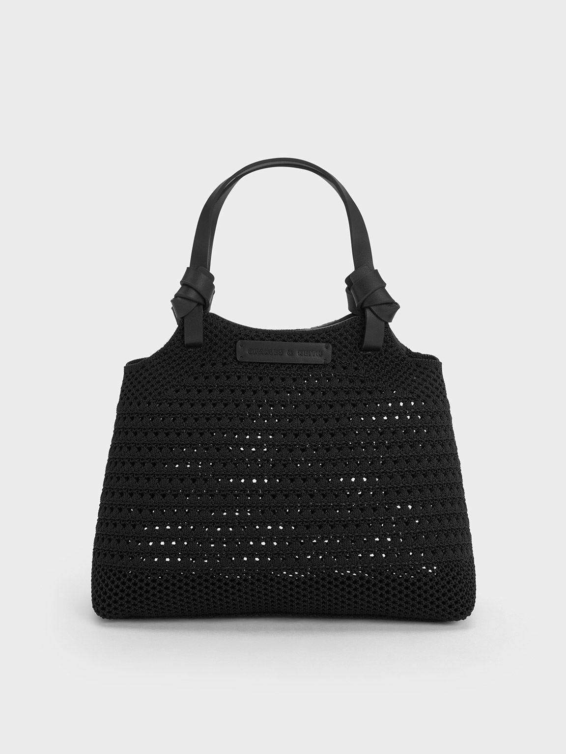 Black Ida Knotted Handle Knitted Tote Bag - CHARLES & KEITH 