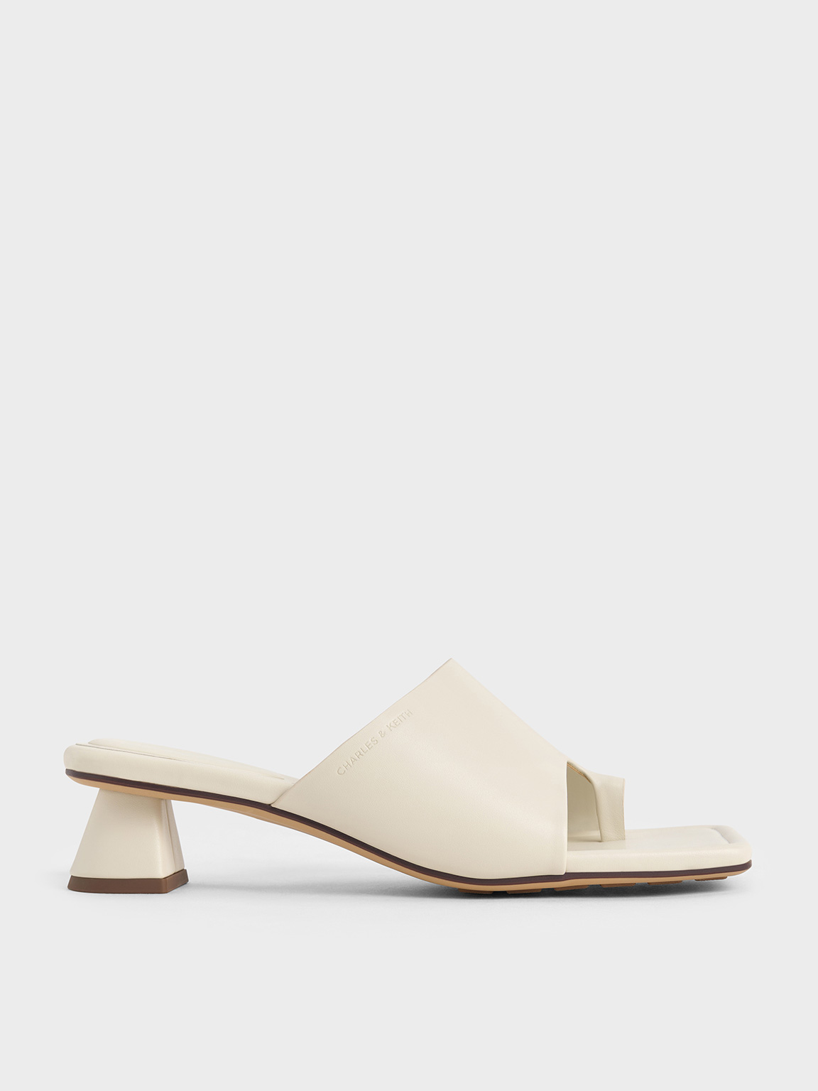 White Asymmetric Square-Toe Toe-Ring Sandals - CHARLES & KEITH US