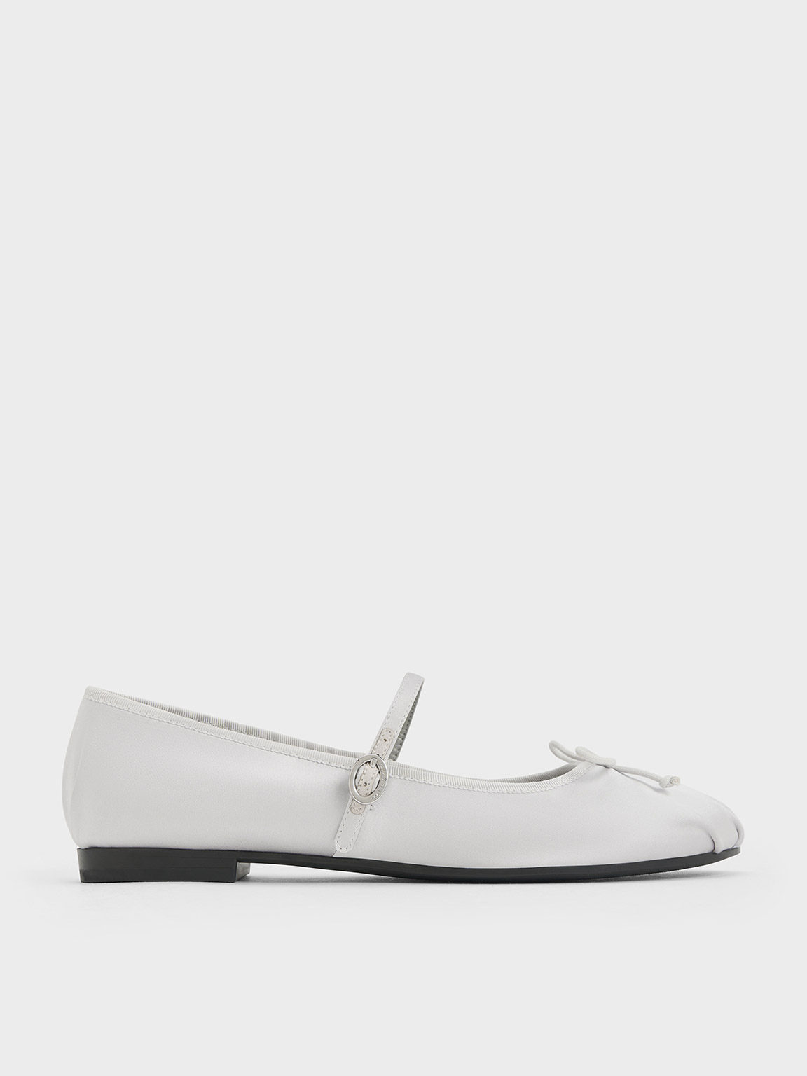 Silver Satin Bow Mary Jane Flats - CHARLES & KEITH US